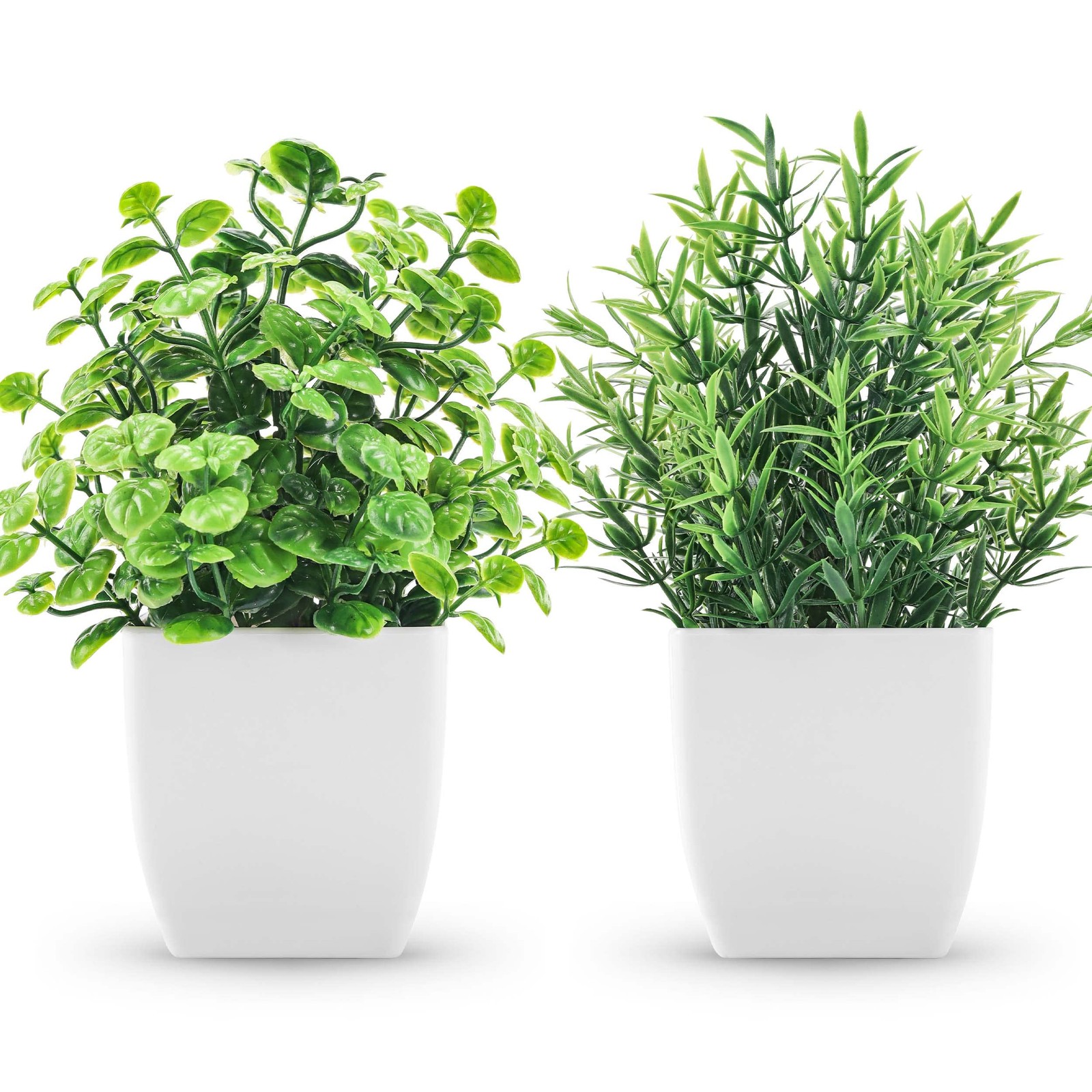 Fake Plants Artificial Greenery Faux Potted Lifelike Small 2 Pack 7 Inch Indoor