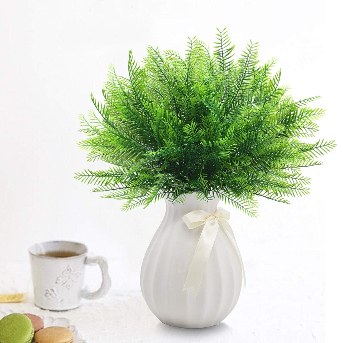 Artificial Shrubs, Plastic Plants Grass Fake Green Bushes Greenery Leaves Wed…