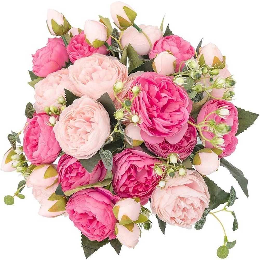 5 Head Persian Peony Silk Flowers Wedding Home Decor Fake Roses Bouquet