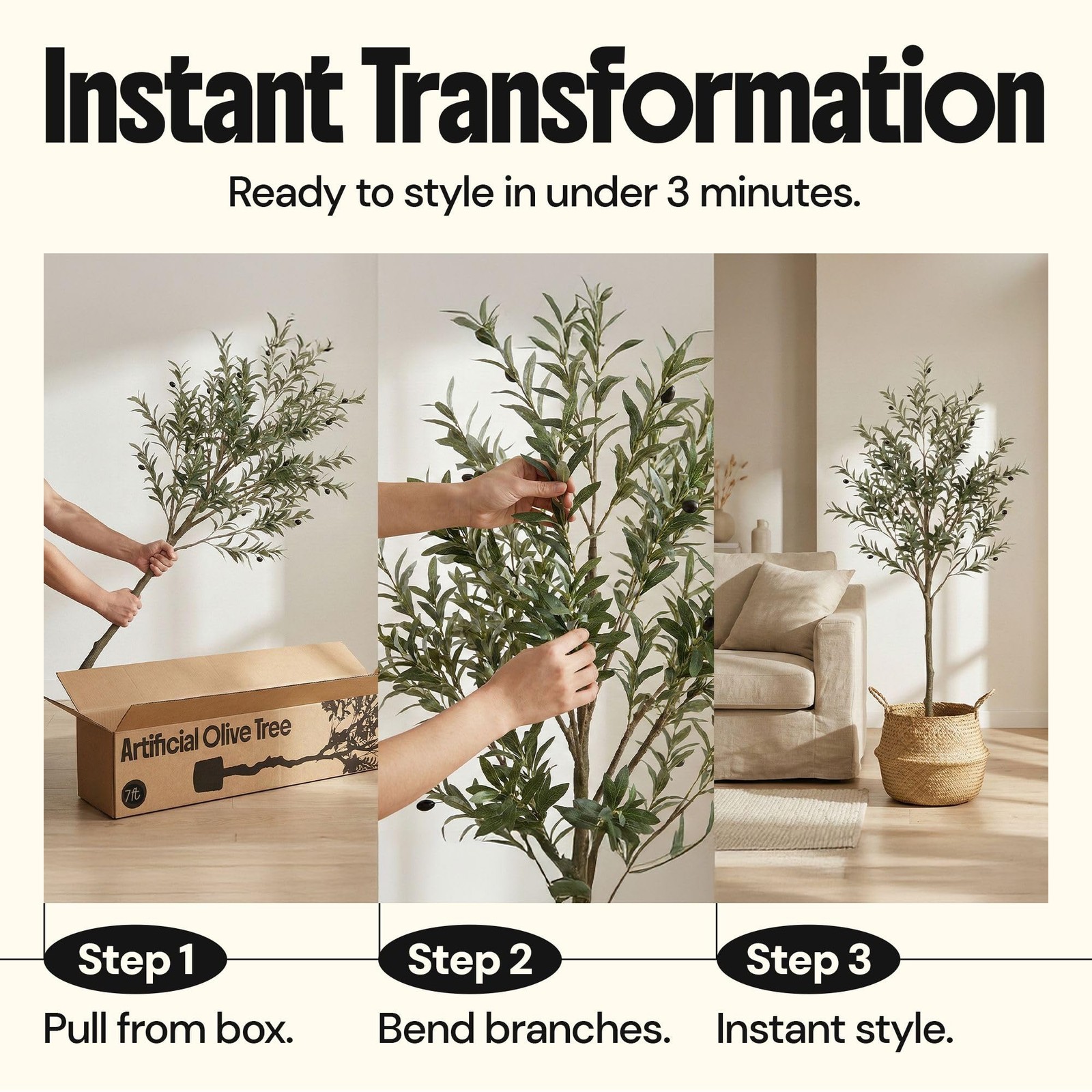 Goods 7ft Artificial Olive Tree, Faux Olive Tree Plants, Fake Potted Olive Si…