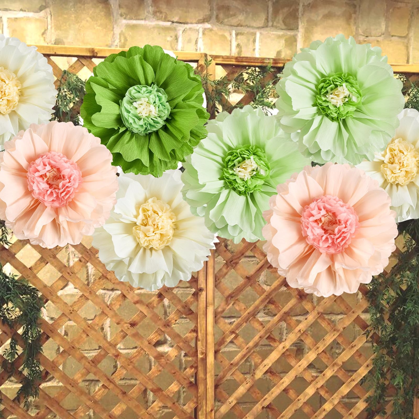 4 PCS 20″ Sage Green Giant Paper Flowers Large Crepe Paper Tissue Flowers Art…
