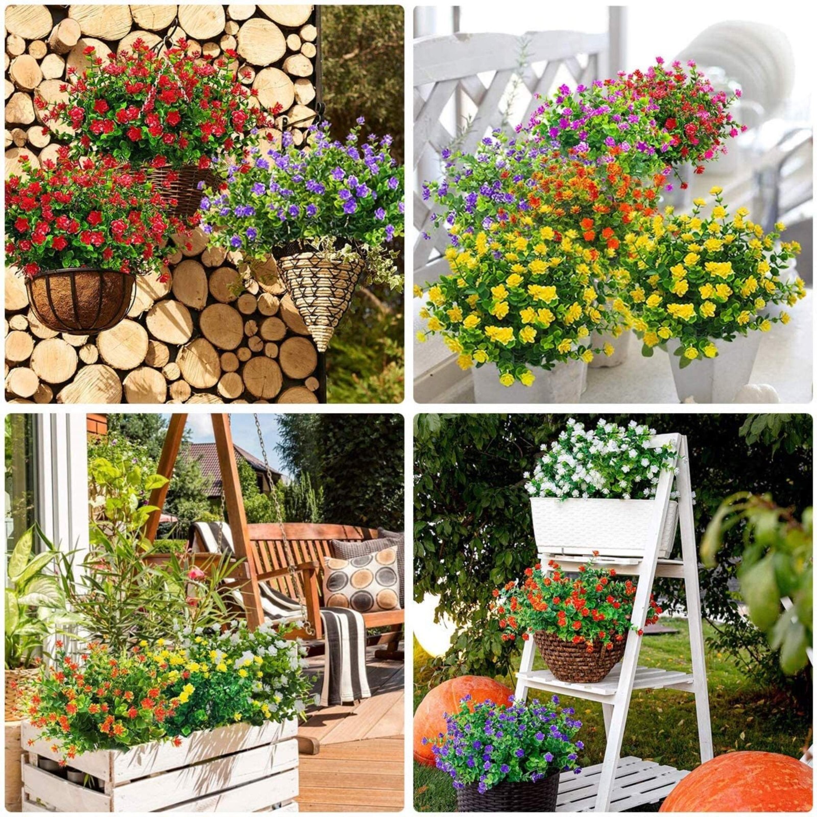 Artificial Flowers Lifelike No Fade UV Resistant Guaranteed Various Color 4pcs