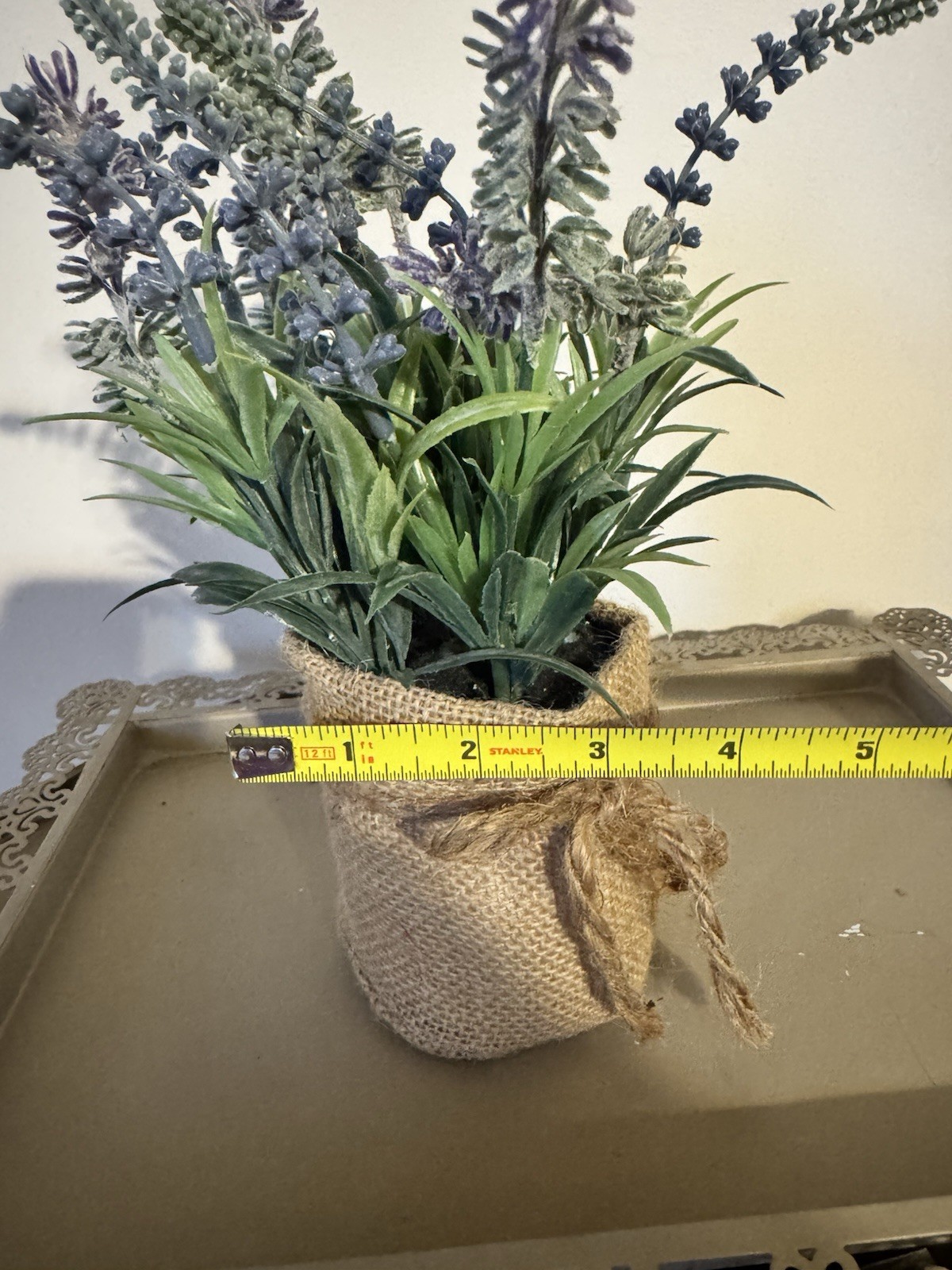 Beautiful Cottage Farmhouse Burlap Lavender Vignette Piece Decor Floral Spring
