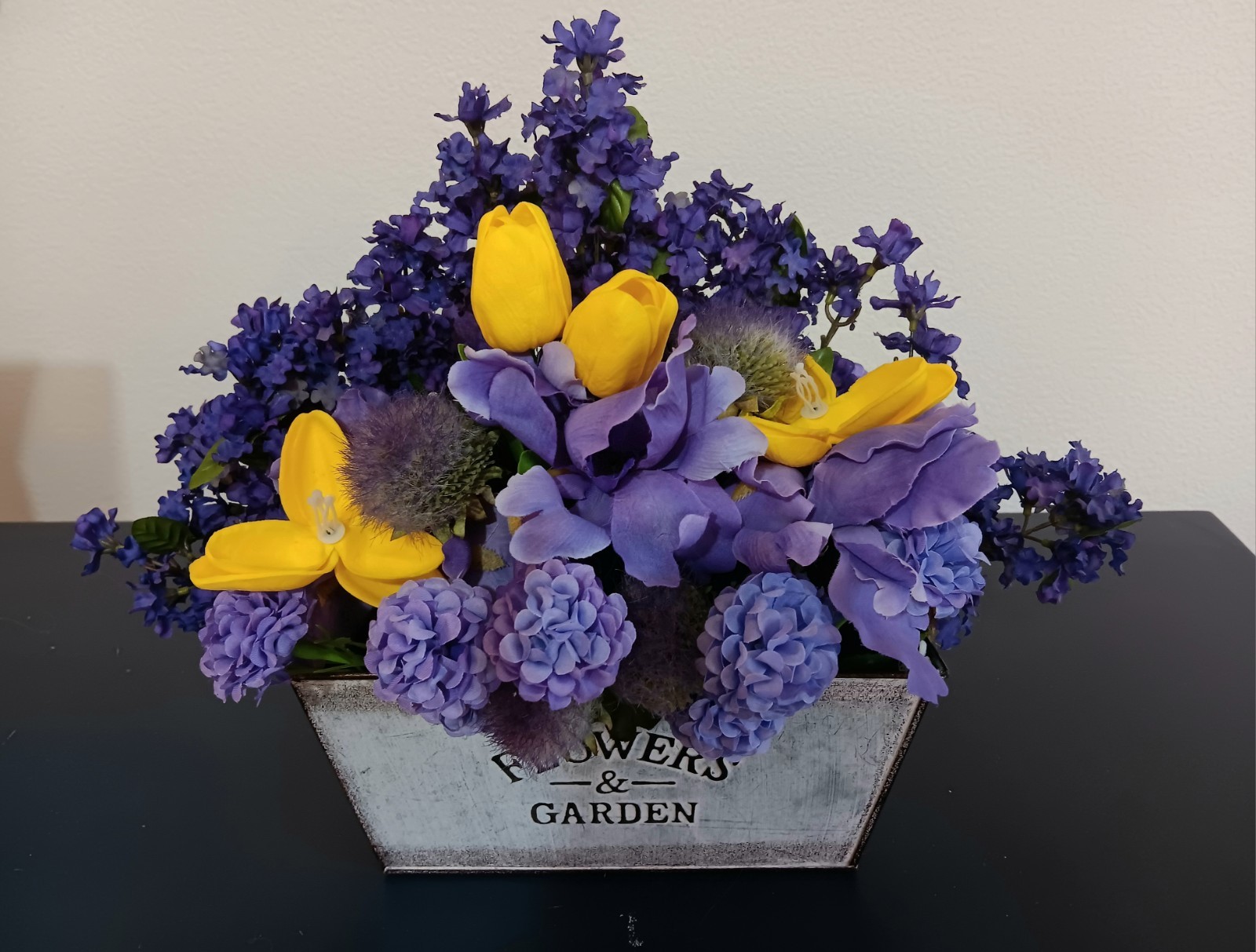 Silk Flowers, Lilacs, Tulips, Shades Of Purple, Yellow, Mother’s Day/Easter