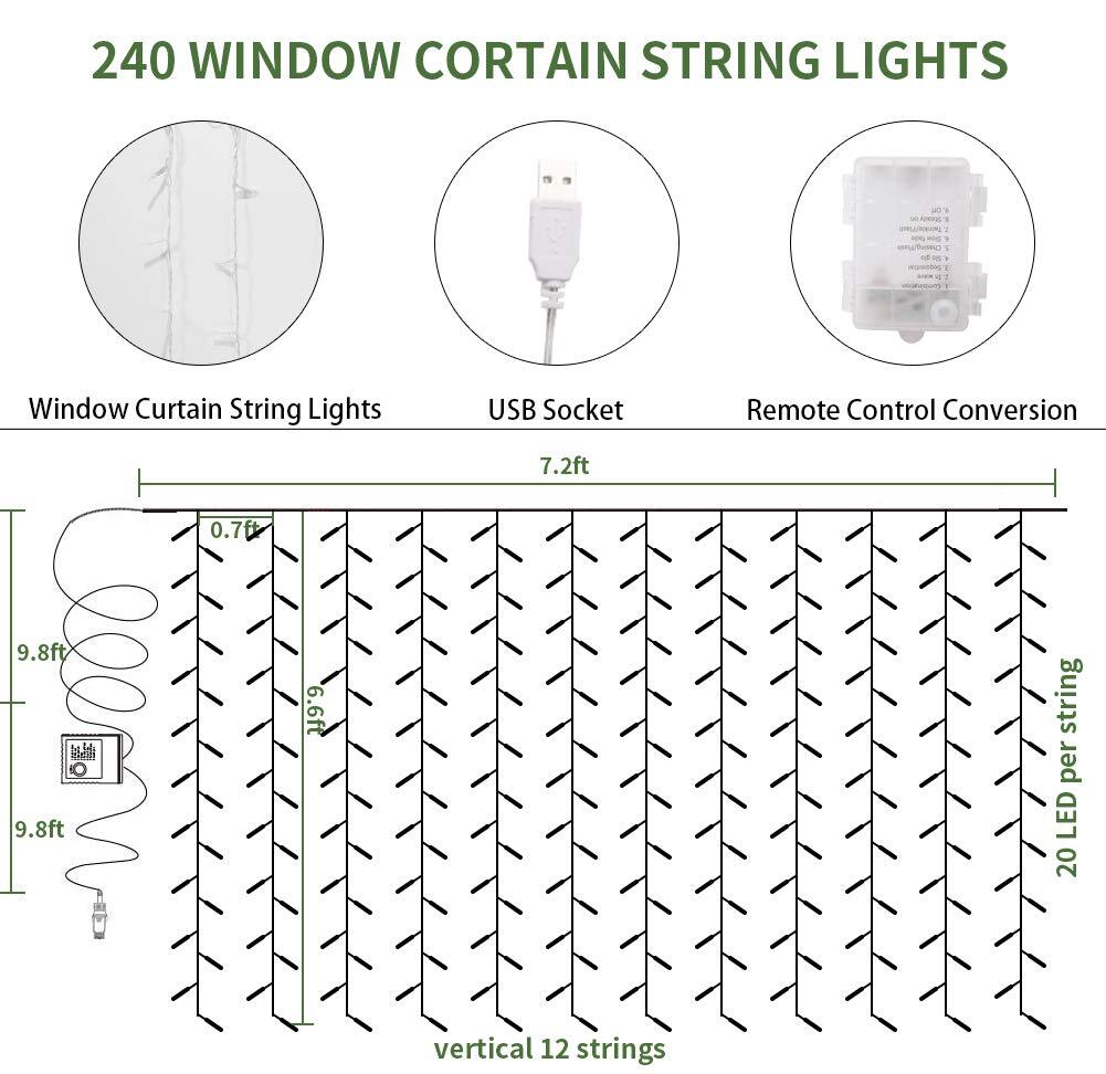 12 Pack Artificial Ivy Leaf Plants with 240 LED Window Curtain String Lights,…