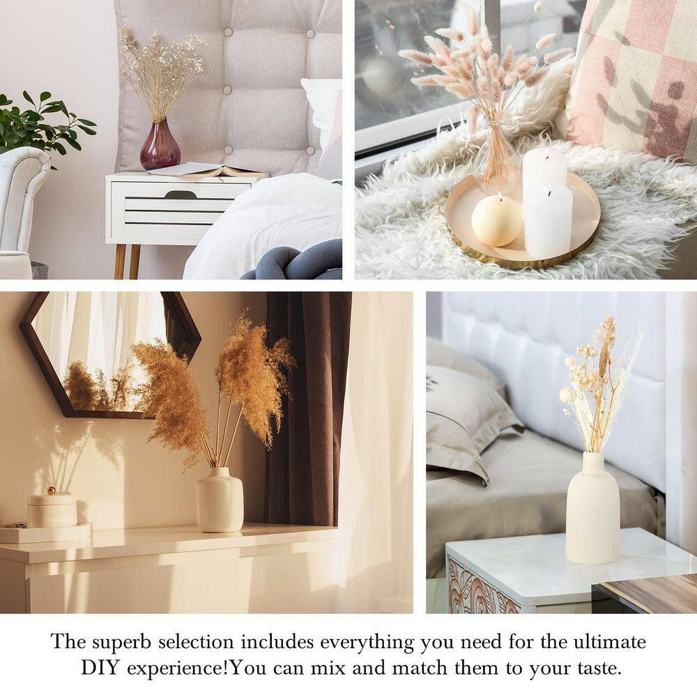 4.02 In. 324-Pieces White Artificial Plant Pampas Grass Reed Grass Bunny Tails D