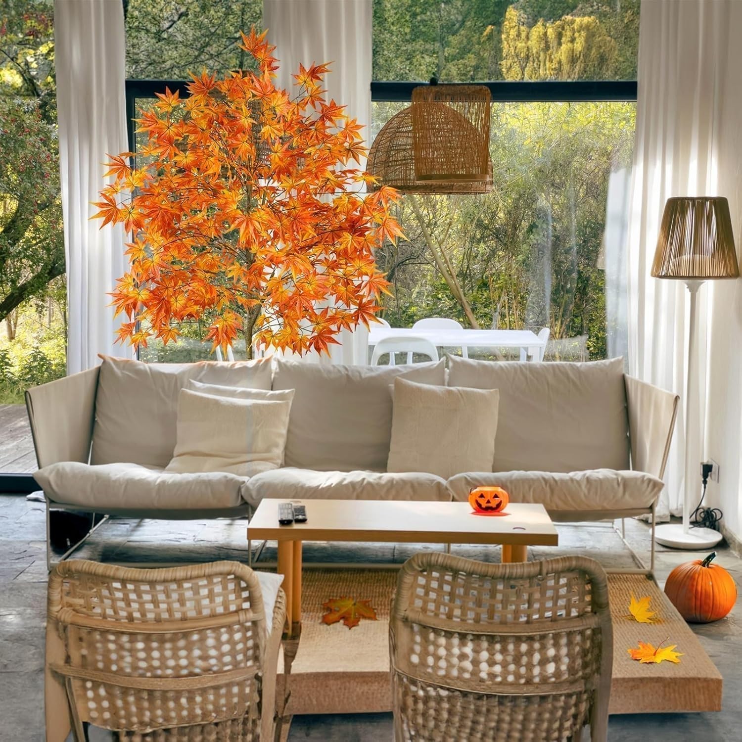6.5FT Lighted Artificial Maple Tree – Fall Decor with LED Warm White Lights