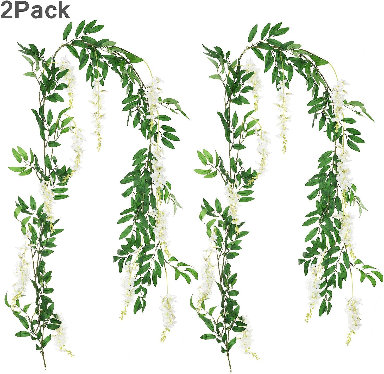 2Pcs 6Ft/Piece Artificial Flowers Wisteria Garland Artificial Wisteria Vine Hang
