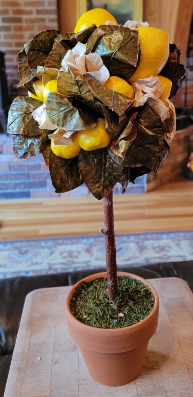 18″ Artificial Lemon Ball Topiary Tree W/Pot