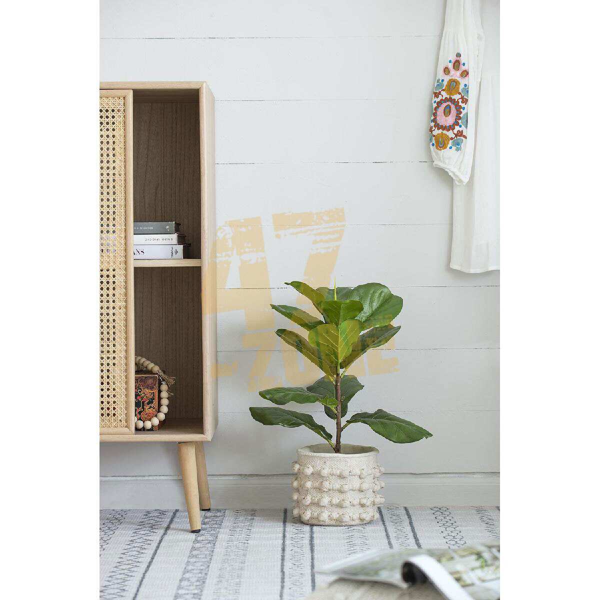 Faux Potted Fiddle Leaf Fig Tree Green Black Artifical Garden Indoor Outdoor