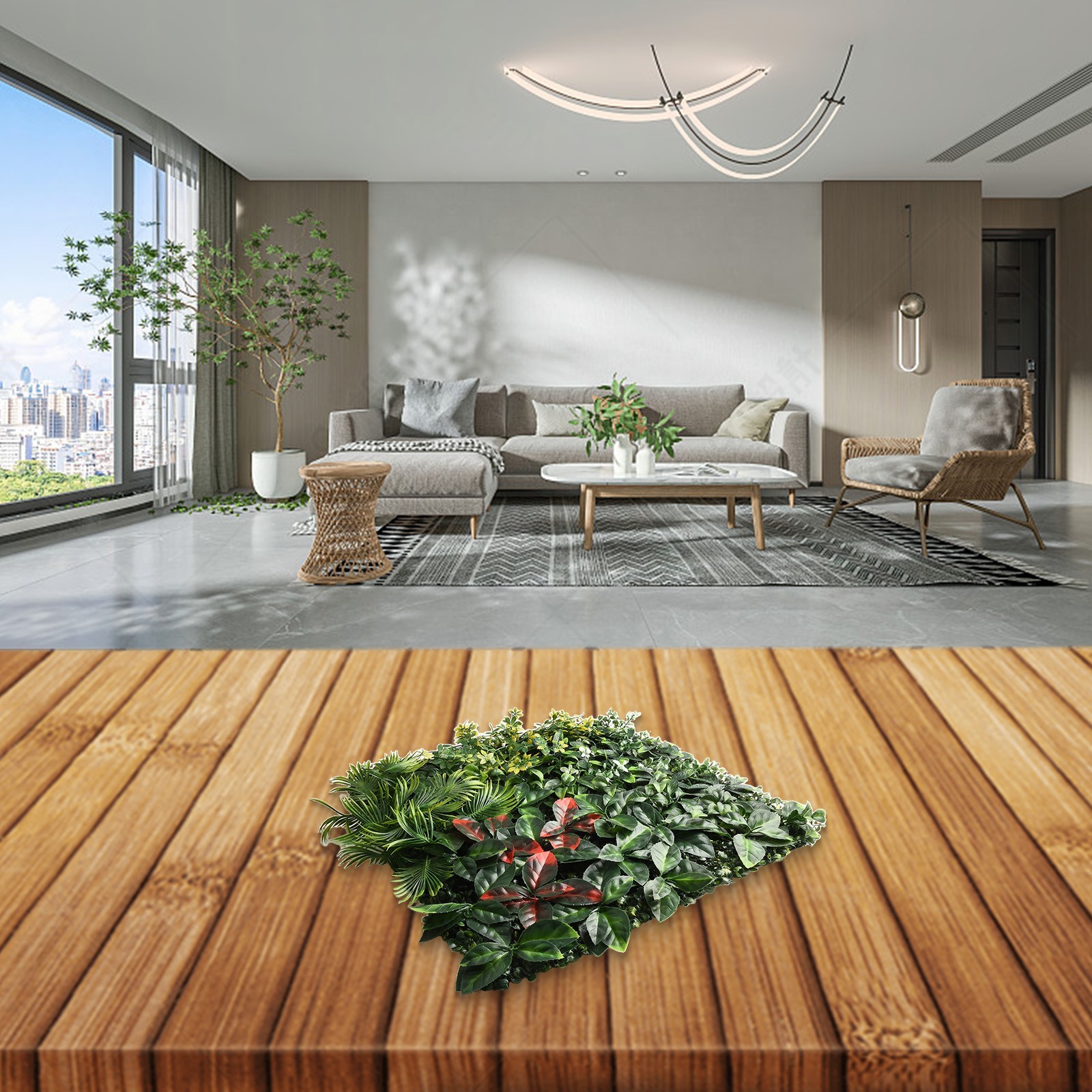 Green Plastic Lawn Plants for Home Decoration Easy to Clean and Maintain