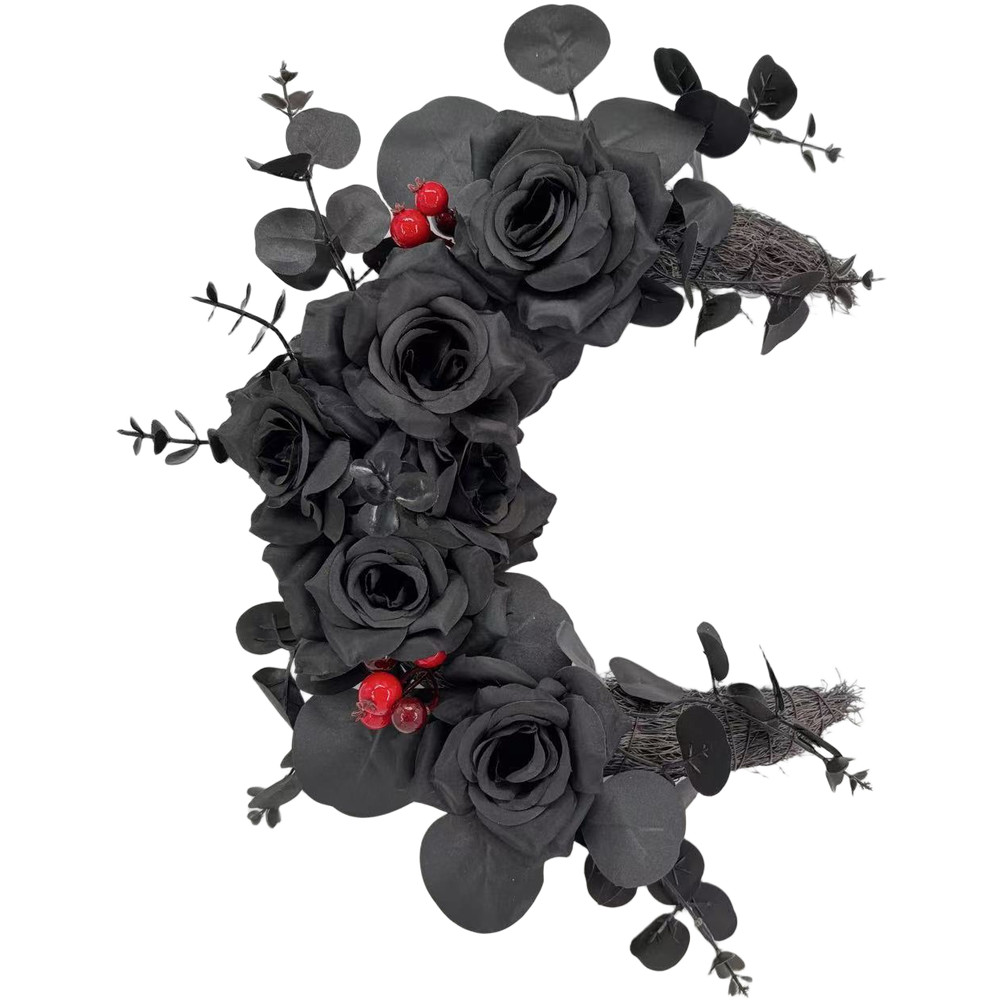 Halloween Cat Lover Garland Made of Sturdy Plastic Moon Shape 35cm Diameter