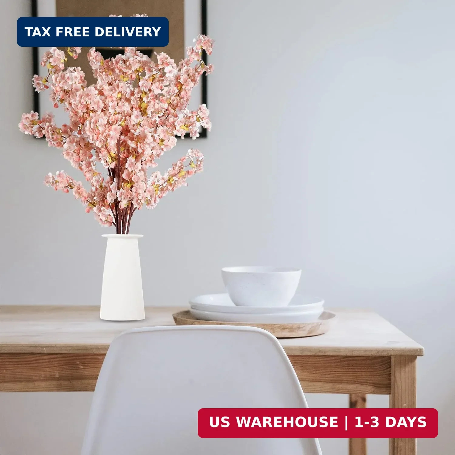 Sggvecsy Cherry Flower Branches Plum Blossom Artificial Flowers Branches 39 Inch