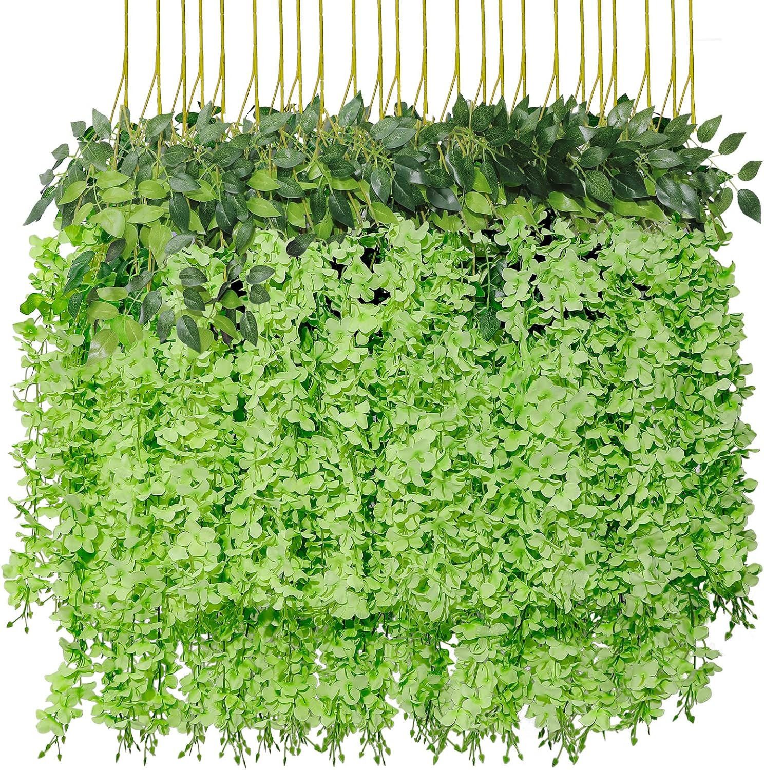 36 Pack Wisteria Vine Garland – 139ft Silk Flowers for Home & Wedding Decor
