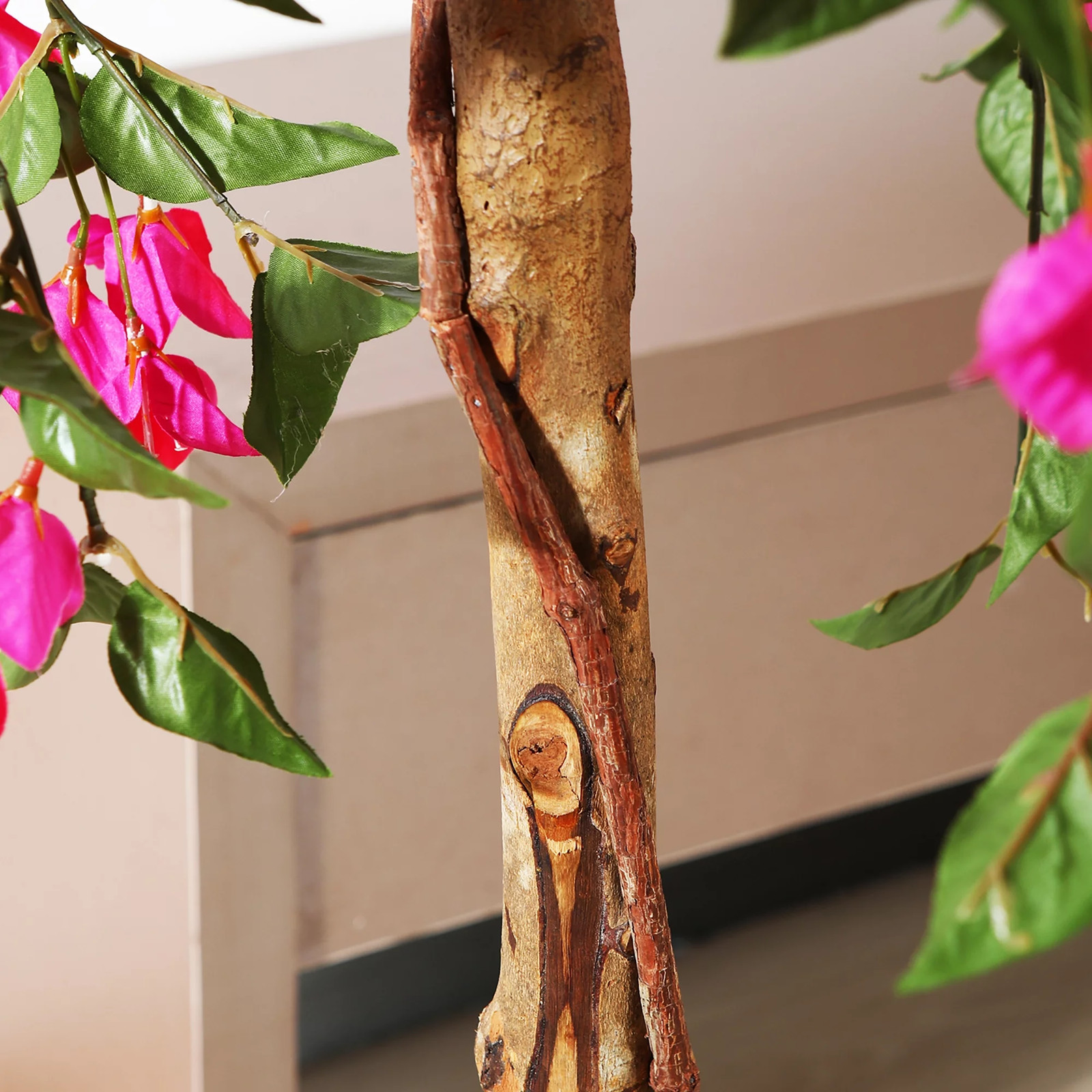 5 Feet Artificial Bougainvillea Flowers Tree in Black Plastic Pot, Indoor Plants