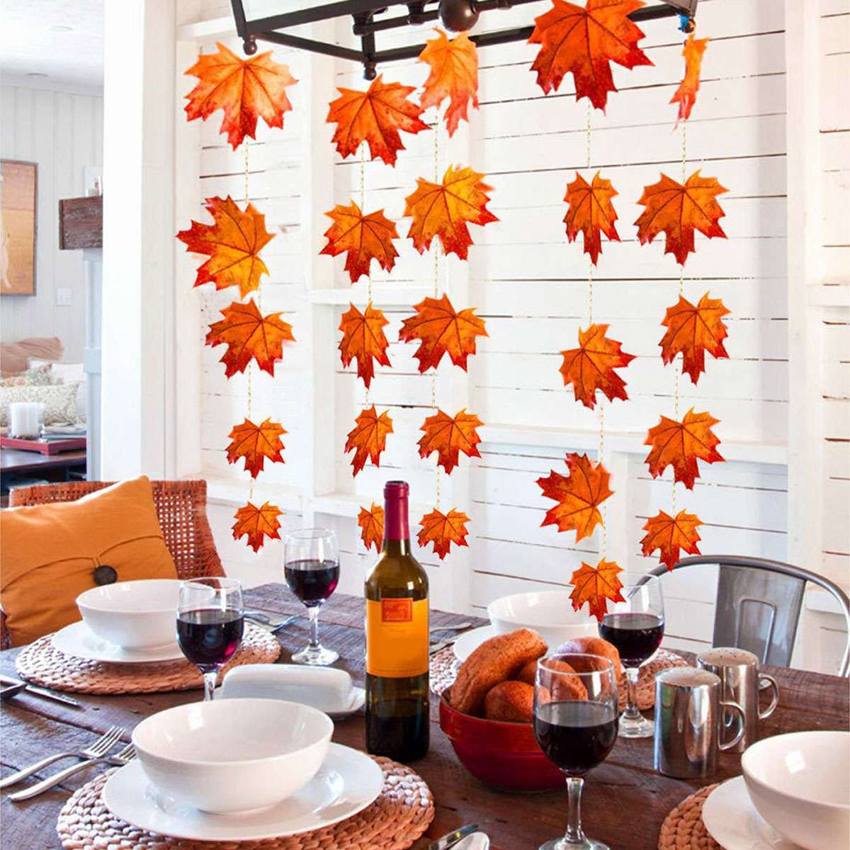 Fall Garland Decor Maple Leaf String Light Thanksgiving Christmas Halloween 2023