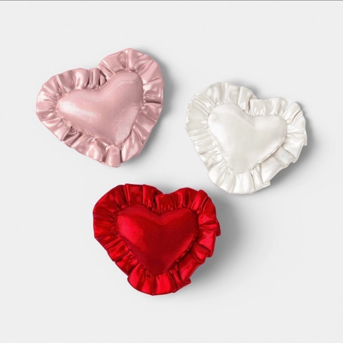 Threshold 15pc Ruffled Satin Heart Vase Filler Red Pink White Valentines Decor