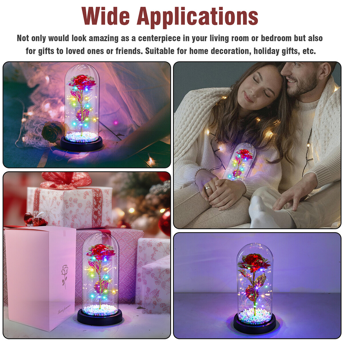 Valentines Day Gifts for Her – Crystal Galaxy Enchanted LED in Glass Rose Gifts