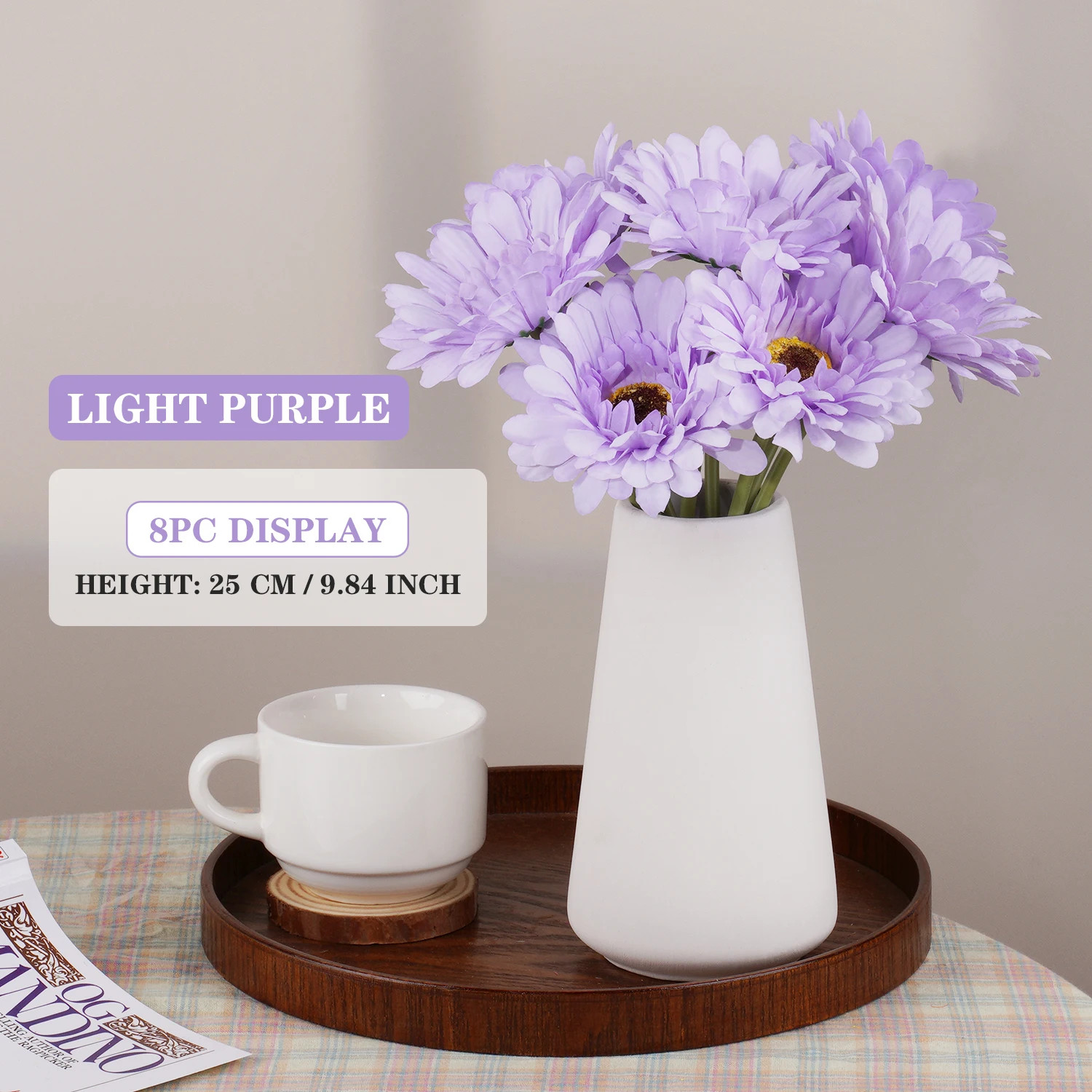 25Cm/9.84Inch Artificial Barberton Daisy for Wedding Party Arrangement Decoratio