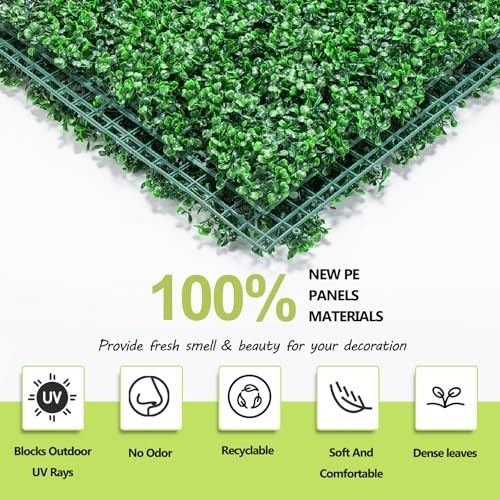 10″x10″ Artificial Grass Wall Panels – 12Pcs Boxwood Hedge Decor, UV-Resistant G
