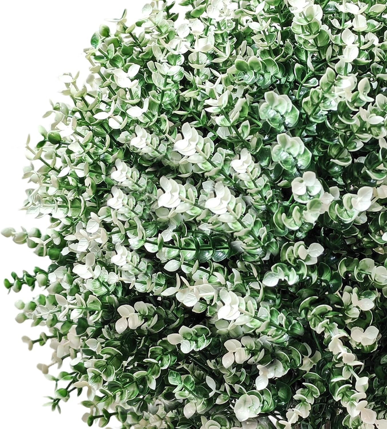 Artificial Boxwood Topiary Ball Trees, 2 Pack 24.5″ Faux Plants, Bushes Shrub…