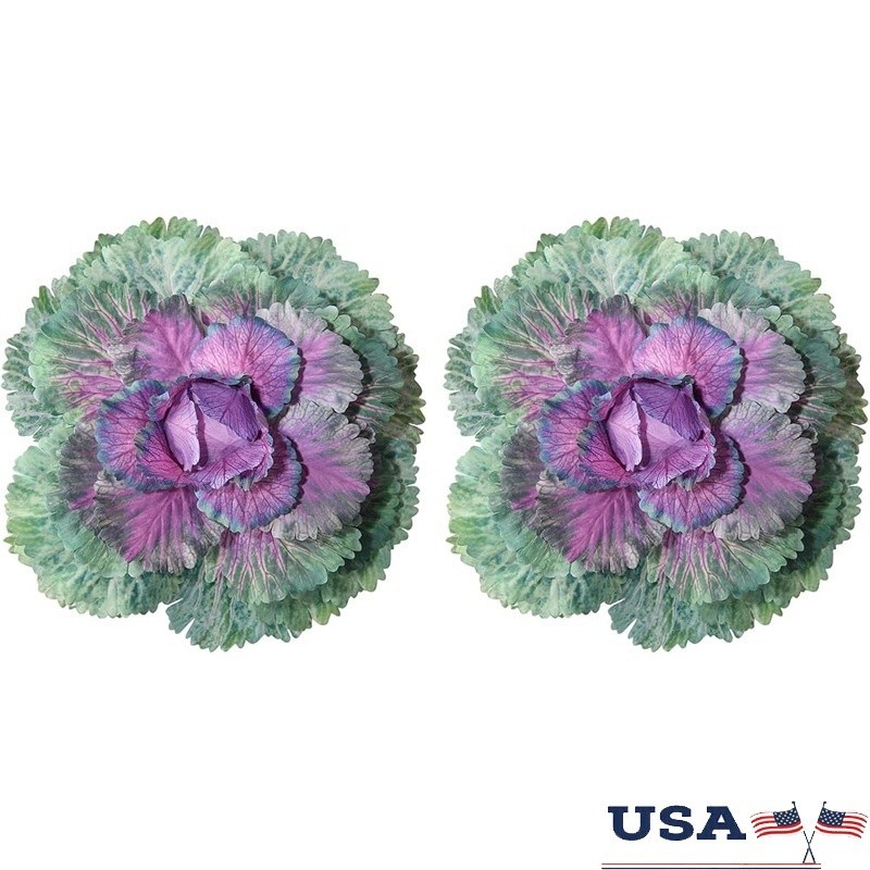 Artificial Cabbage Plants Set of 2 Realistic Faux Vegetables Home Decor New