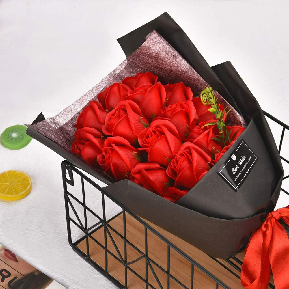 US 18 Pcs Eternal Rose Soap Flower Bouquet Valentine’s Day Gift Girlfriend Wife