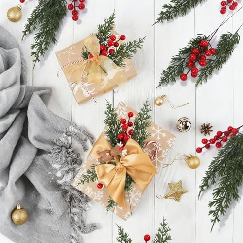 Artificial Christmas Pine Branches with Red Berry Stems-Set of 45 Greenery