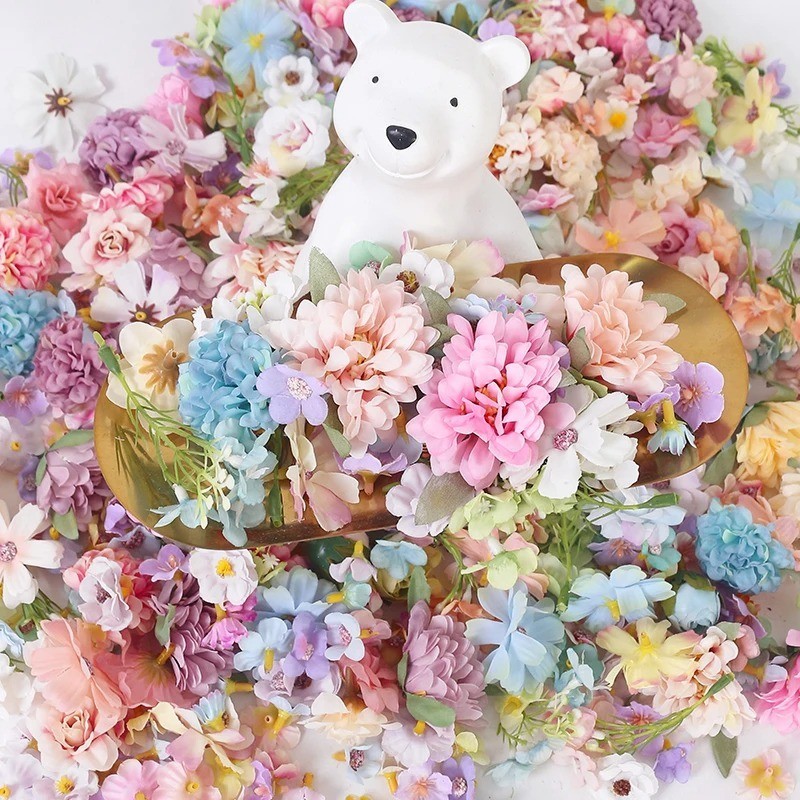 20/50Pcs Mini Random Mix Artificial Flowers Silk Fake Flowers for Home Decor Wed
