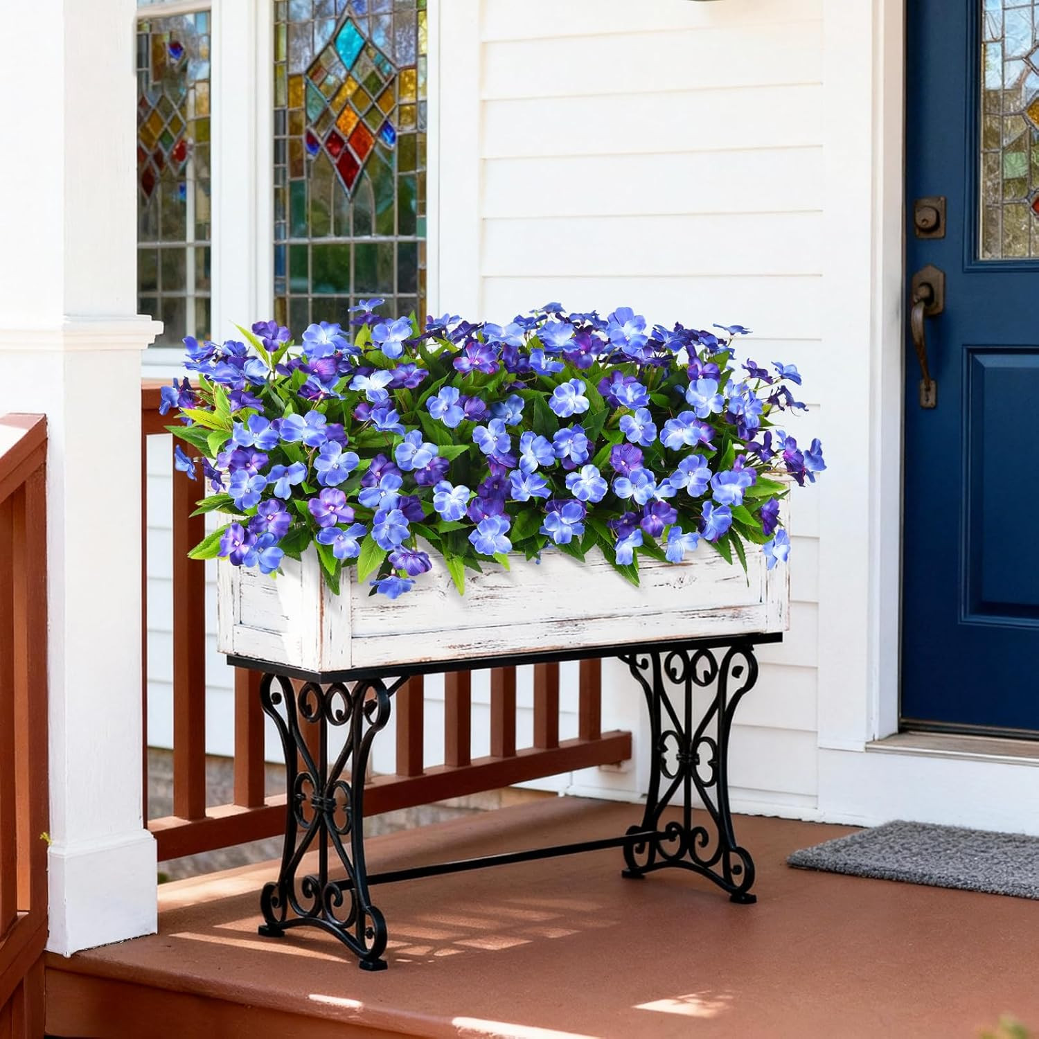 Artificial Impatiens Flowers for Outdoors, 6 Bundles Silk Fake Flowers for Sprin