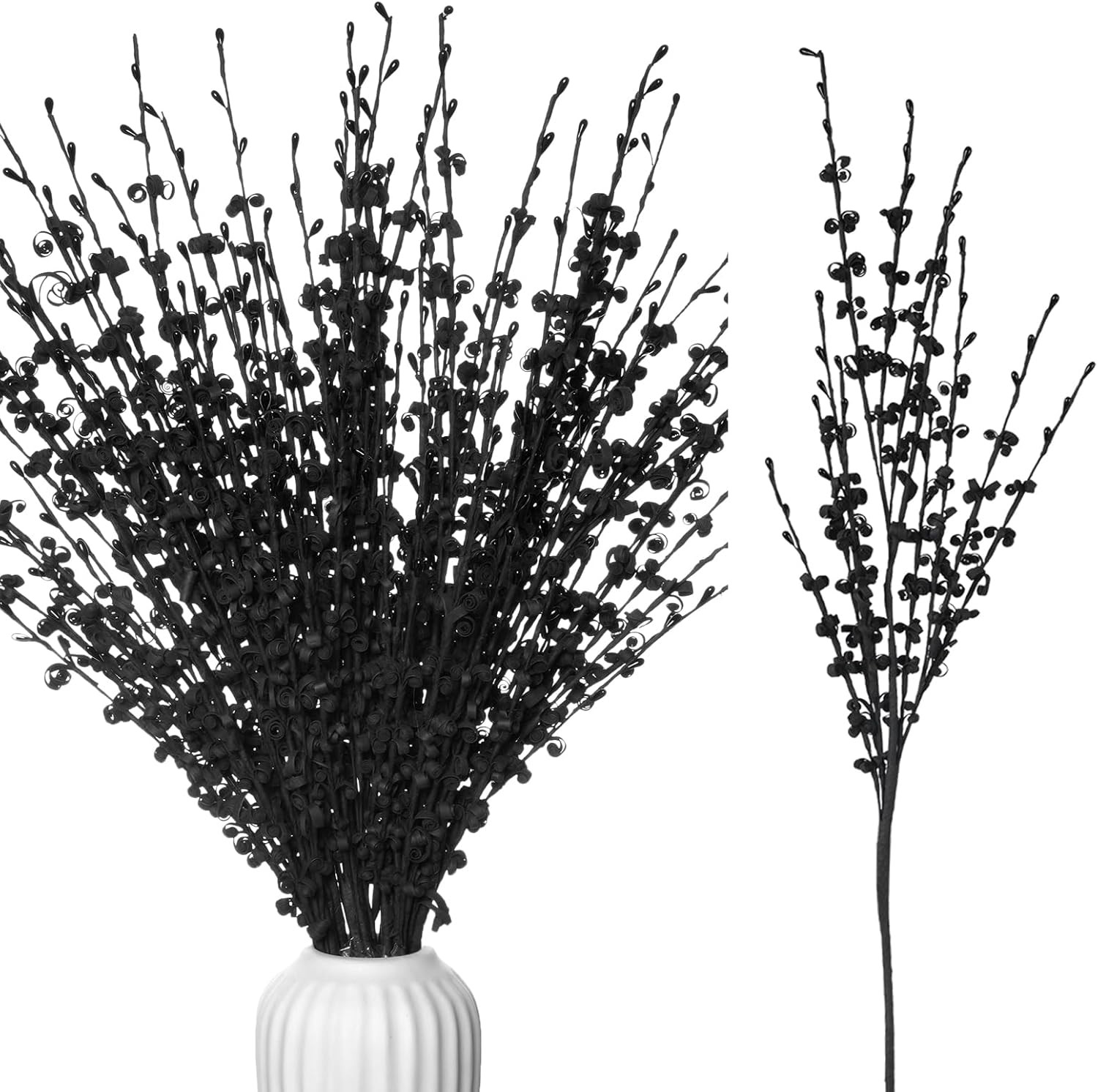 5Pcs 29.5″ Faux Jasmine Artificial Flowers Tall Black Floral Branches for Home W