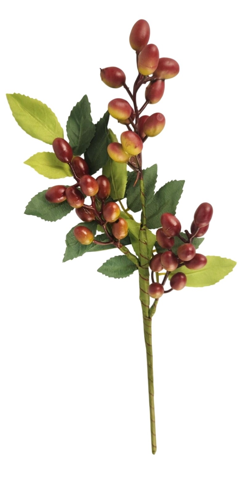 Burgundy Berry Stem 13.5 Inch Artificial Berry Branch Farmhouse Lodge Cabin Deco