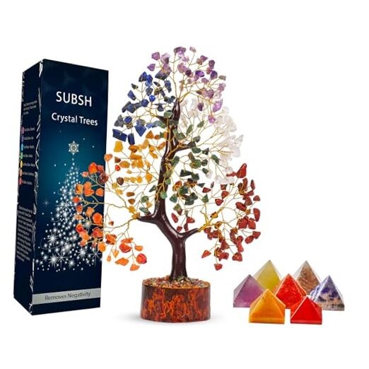 Seven Chakra Gemstone Tree with Chakra Pyramids, Crystal Tree, Seven Chakra C12