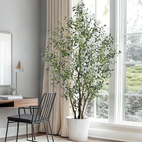 Artificial Olive Tree 7FT Tall Large Faux Trees with Realistic Leaves and 7ft