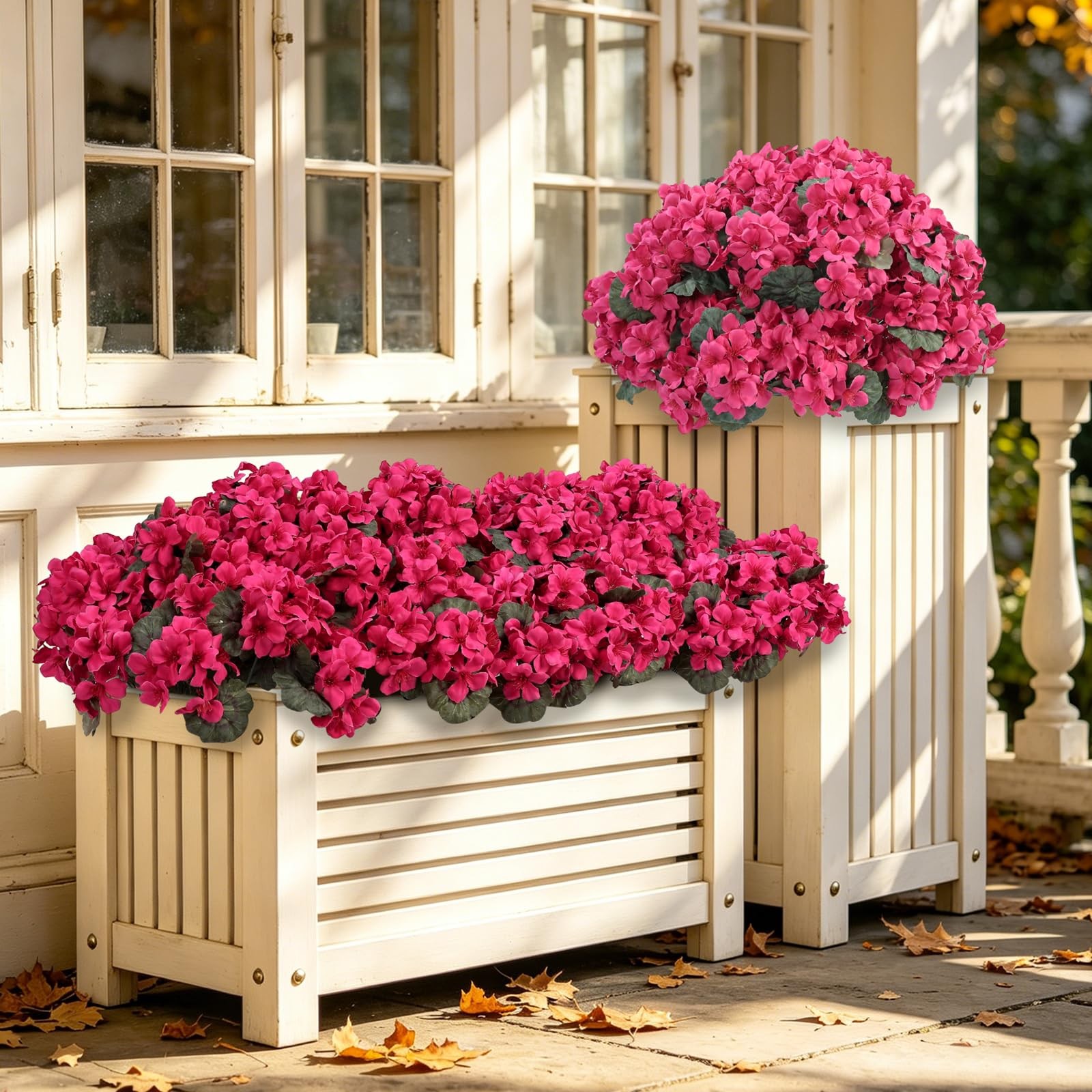 6 Bundles Fuchsia Geraniums Artificial Flowers Realistic, Large Headed Faux P…