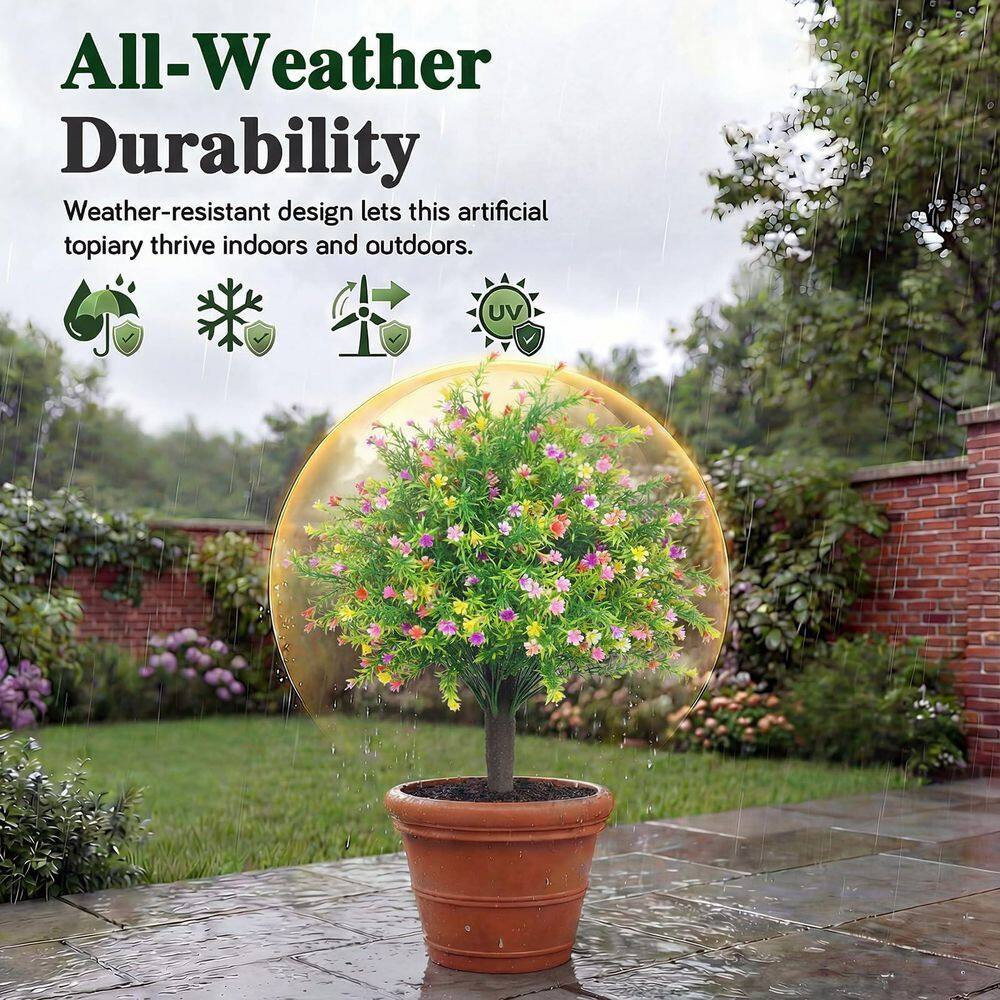 5 In. Orange Indoor/Outdoor Artificial Shrub UV Resistant Lifelike Topiary Plant