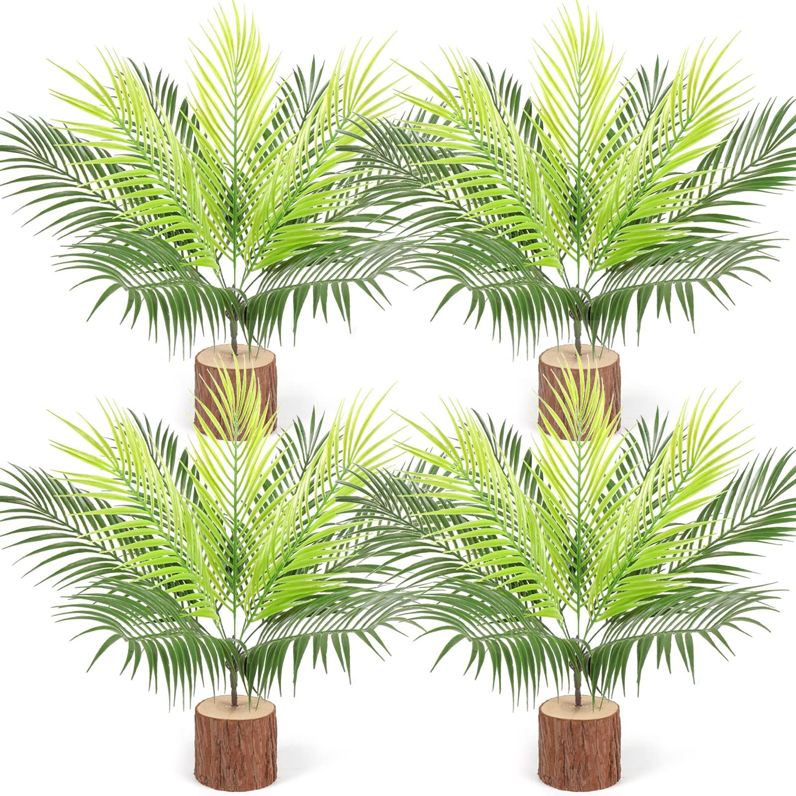Artificial Palm Leaves 14 x 7.5 Inch Faux Palm Tree Leaves Fronds Bulk Fake T…