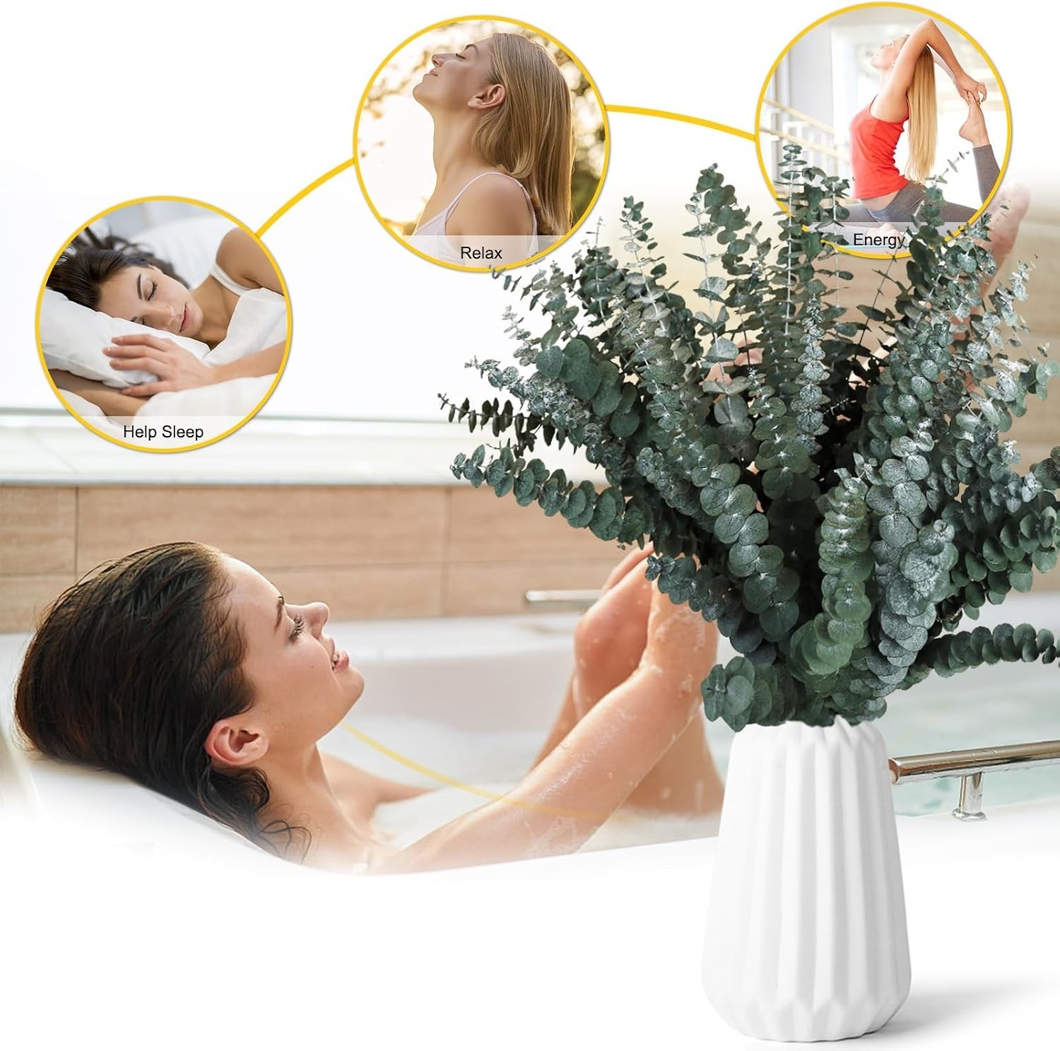 30Pcs Dried Eucalyptus Stems, 17″ Real Preserved Eucalyptus Plant for Shower, Fr