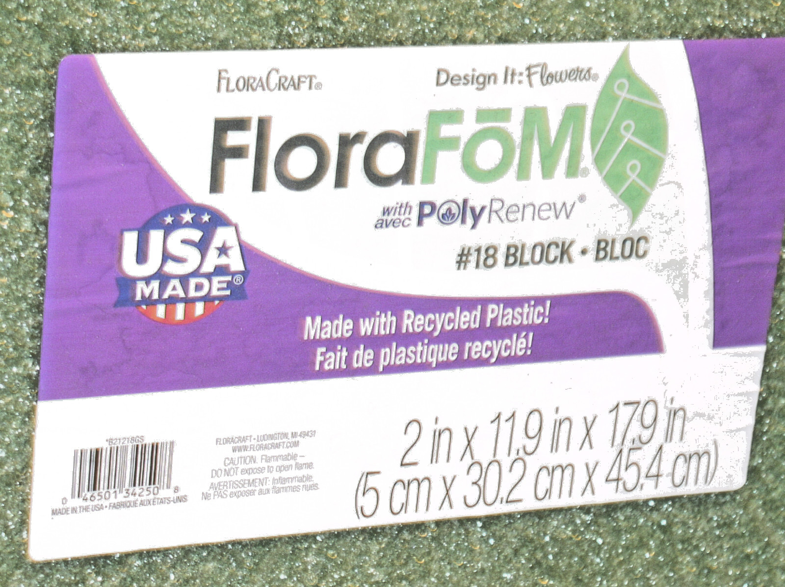 2 GREEN FLORACRAFT FLORA FLORAL FLOWER FOAM #18 BLOCK 2″ 11.9″ x 17.9″ B21218GS