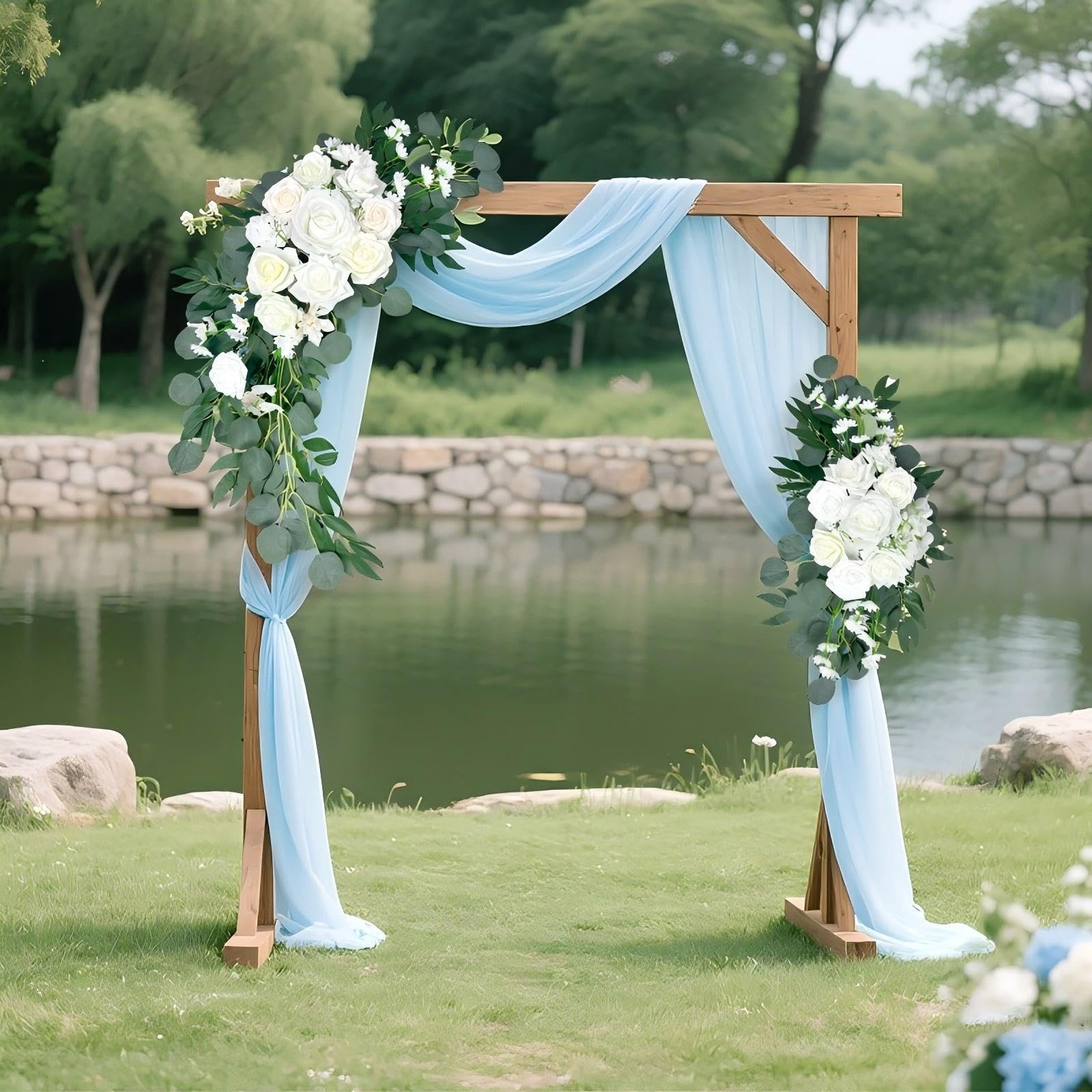 Petalivebioom Wedding Arch Flowers Set of 2 White Floral Swag for Wedding Cer…