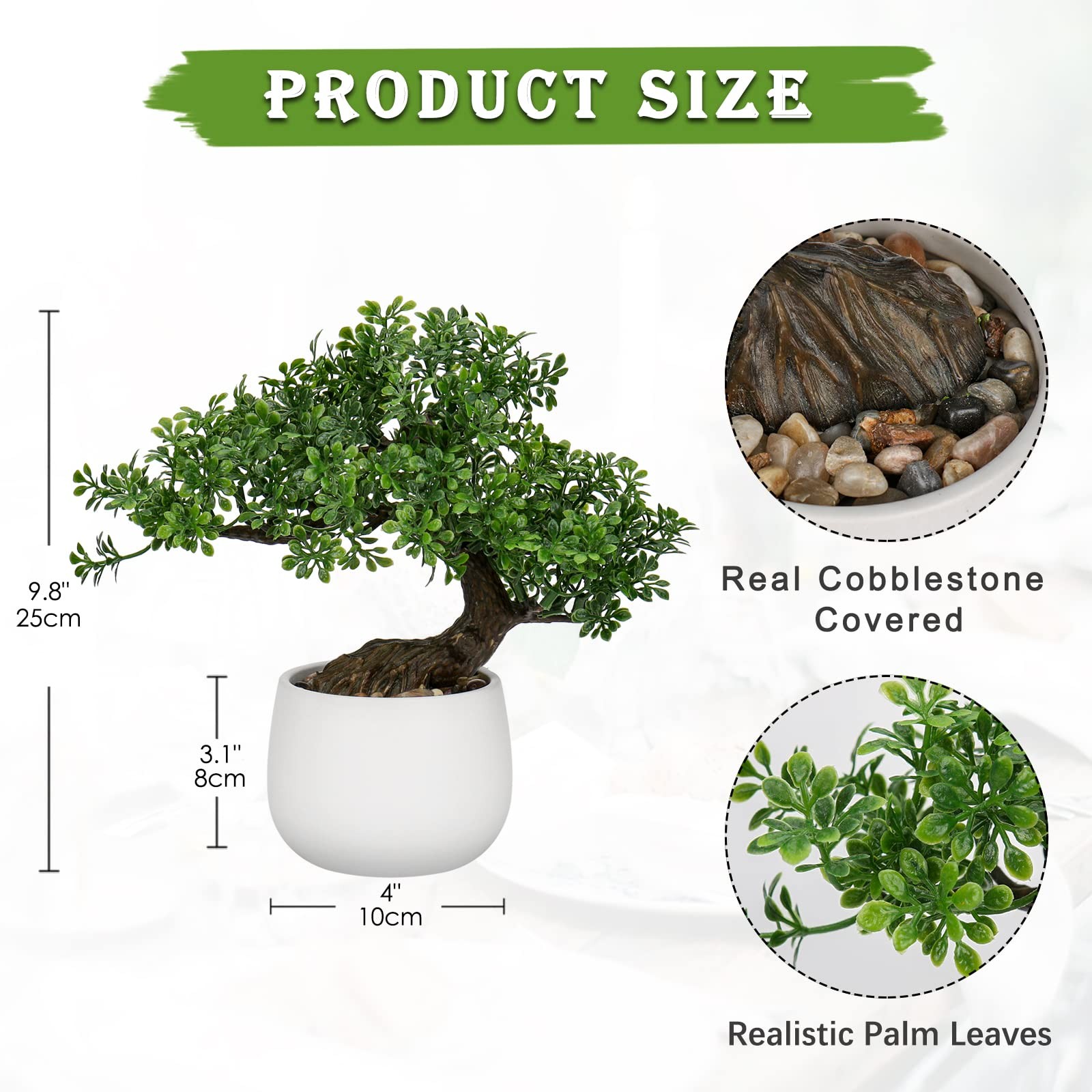 Fake Bonsai Tree Zen Juniper Bonsai Plant 9” Tall Artificial Bonsai Trees wit…