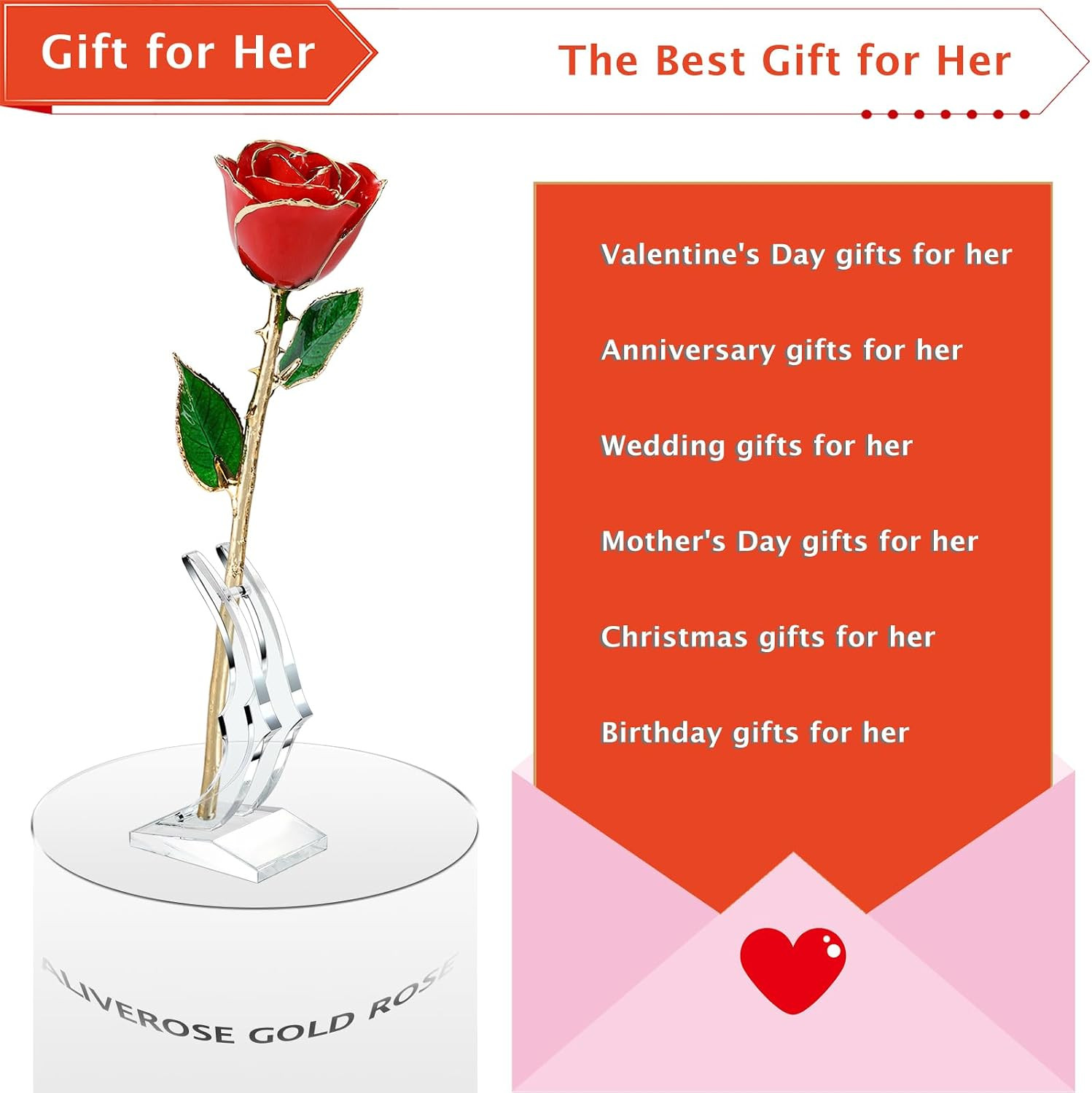 24K Gold Dipped Rose Made from Real Rose – Unique Design for Anniversary, Valent