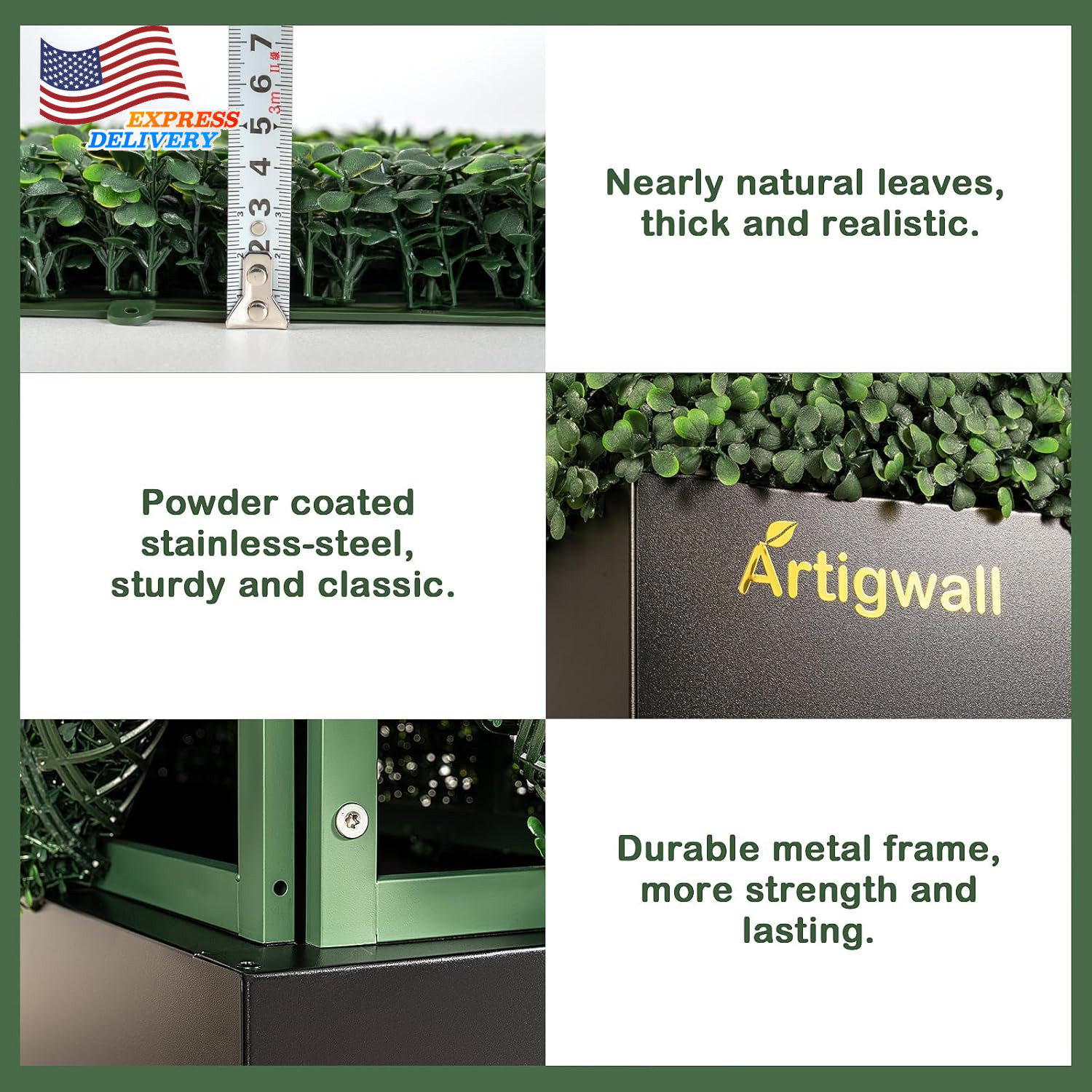Artificial Hedge Wall, Boxwood Grass Panels with Planter 50Lx48Hx14D