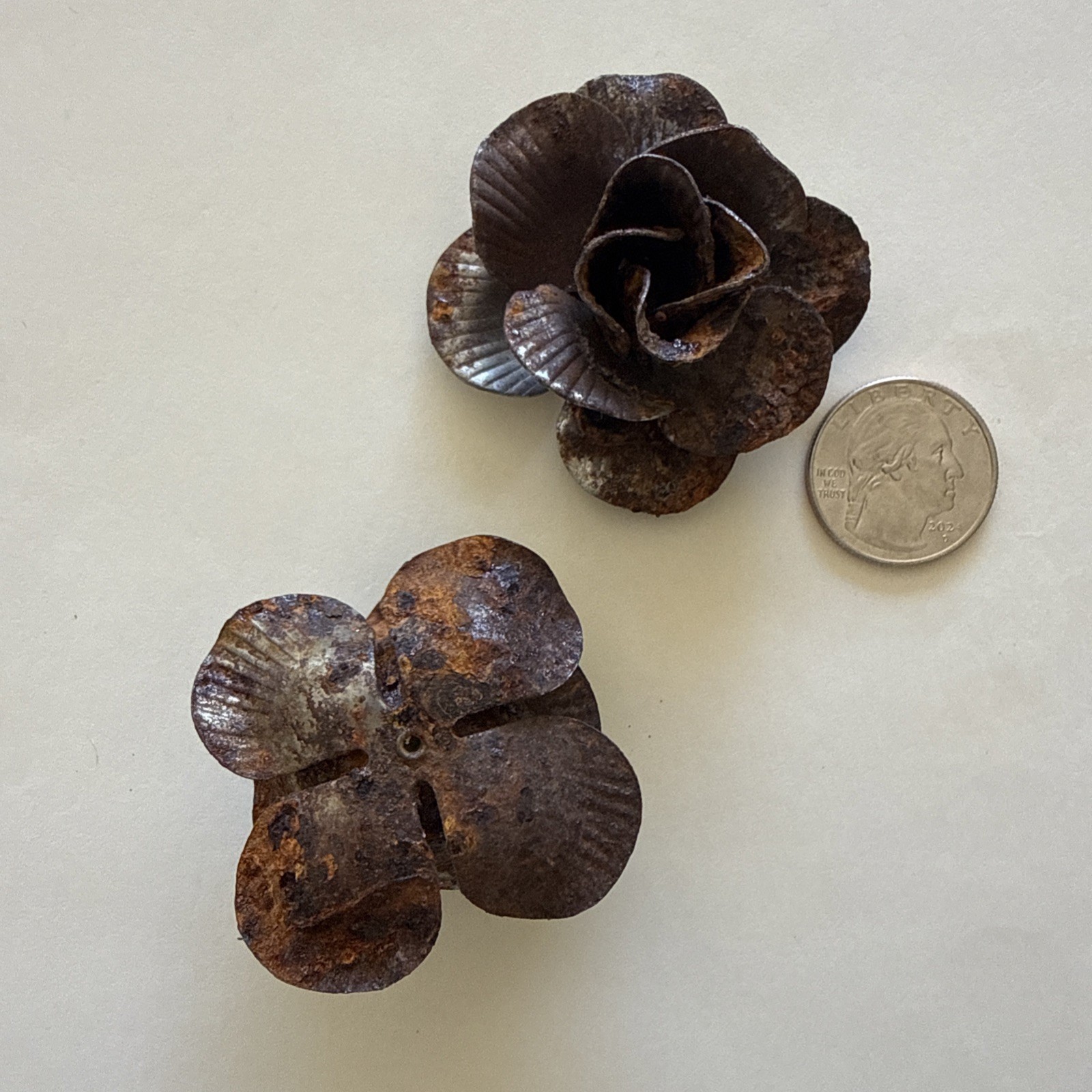 Metal Rose Flowers, handcrafted, bent, Rose Buds, Ornamental Flowers
