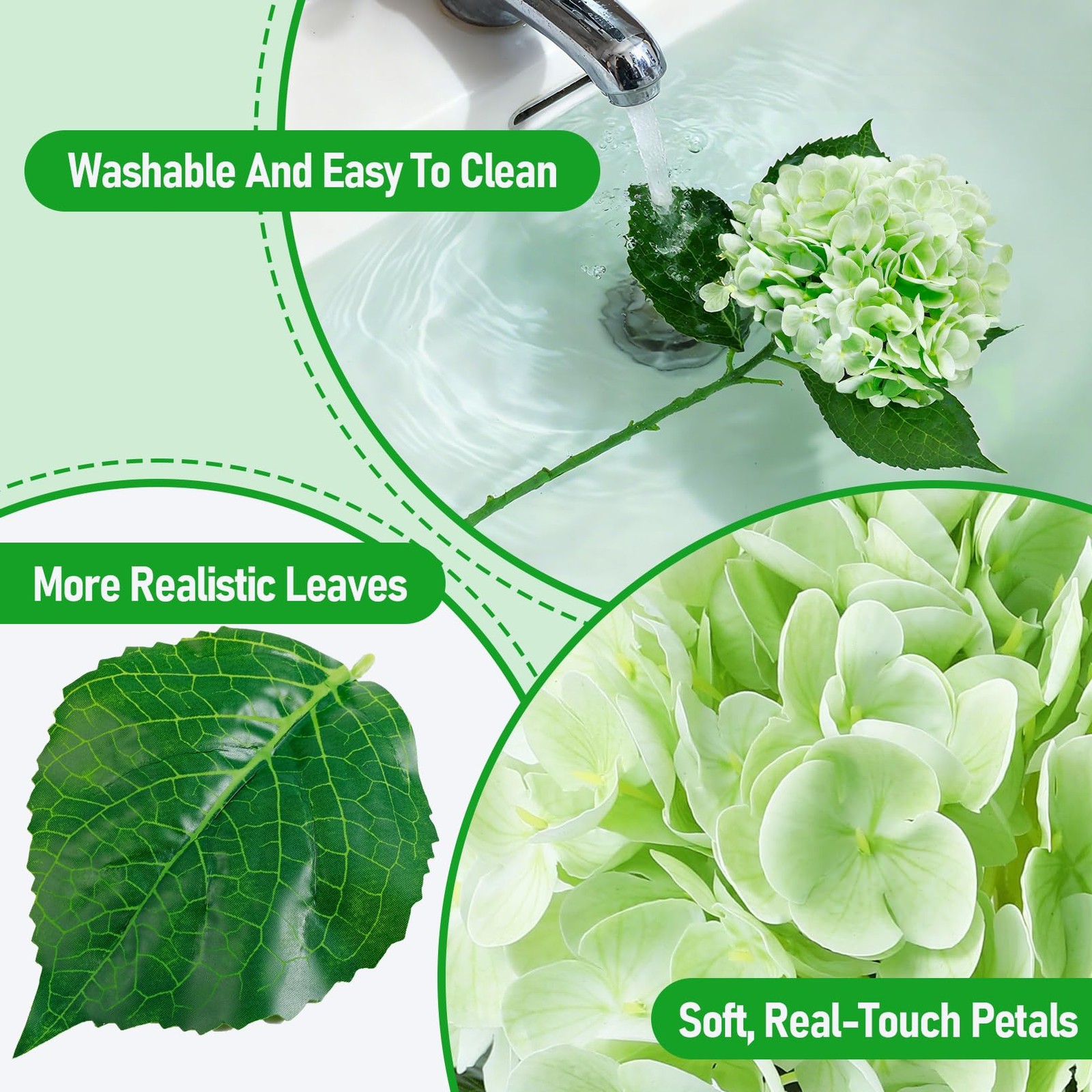 3 Pcs Real Touch Artificial Hydrangeas, 21″ Full Latex Faux Hydrangea Flowers…