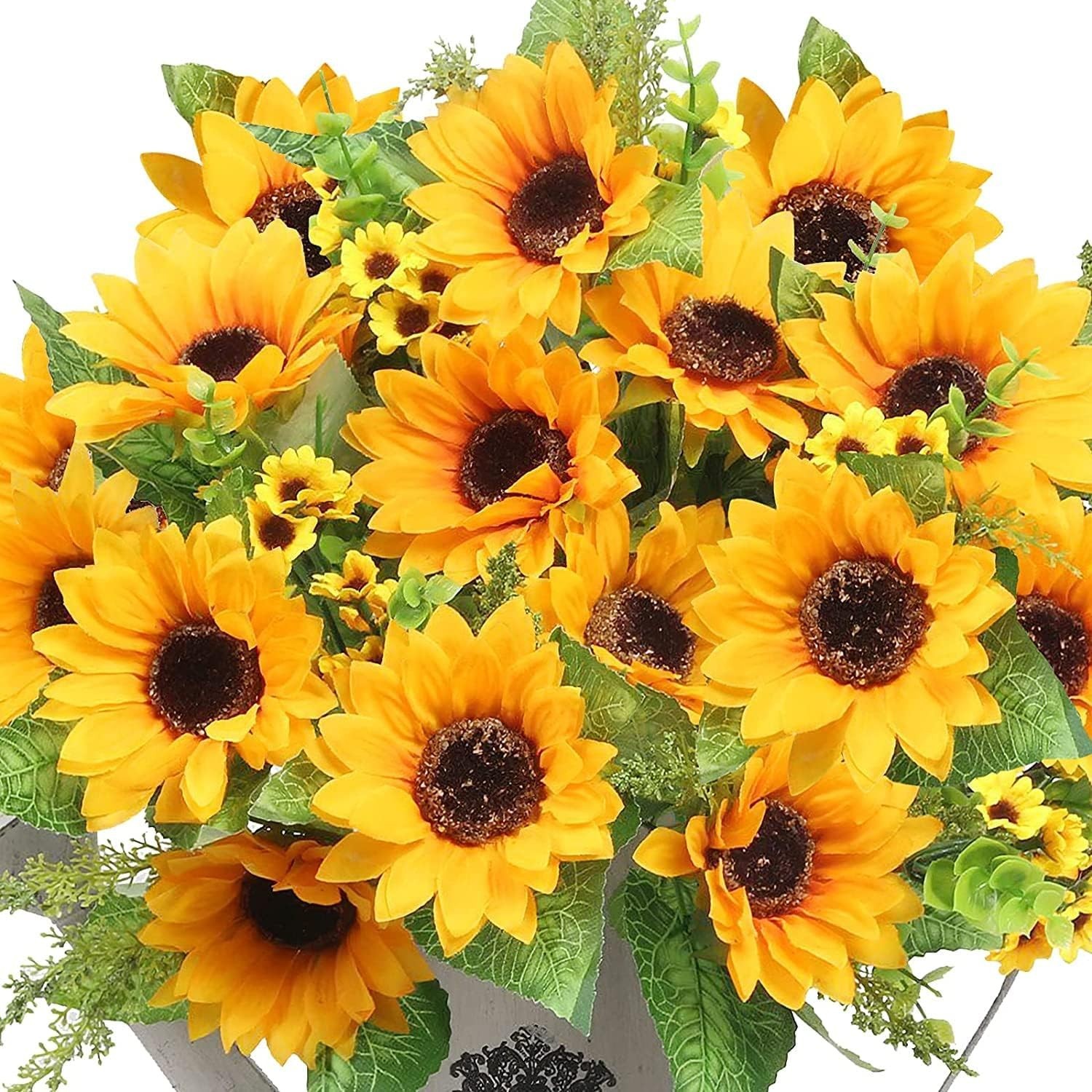 Luxurious 2 Bunches of UV Resistant Silk Sunflowers, Perfect for Home or Parties