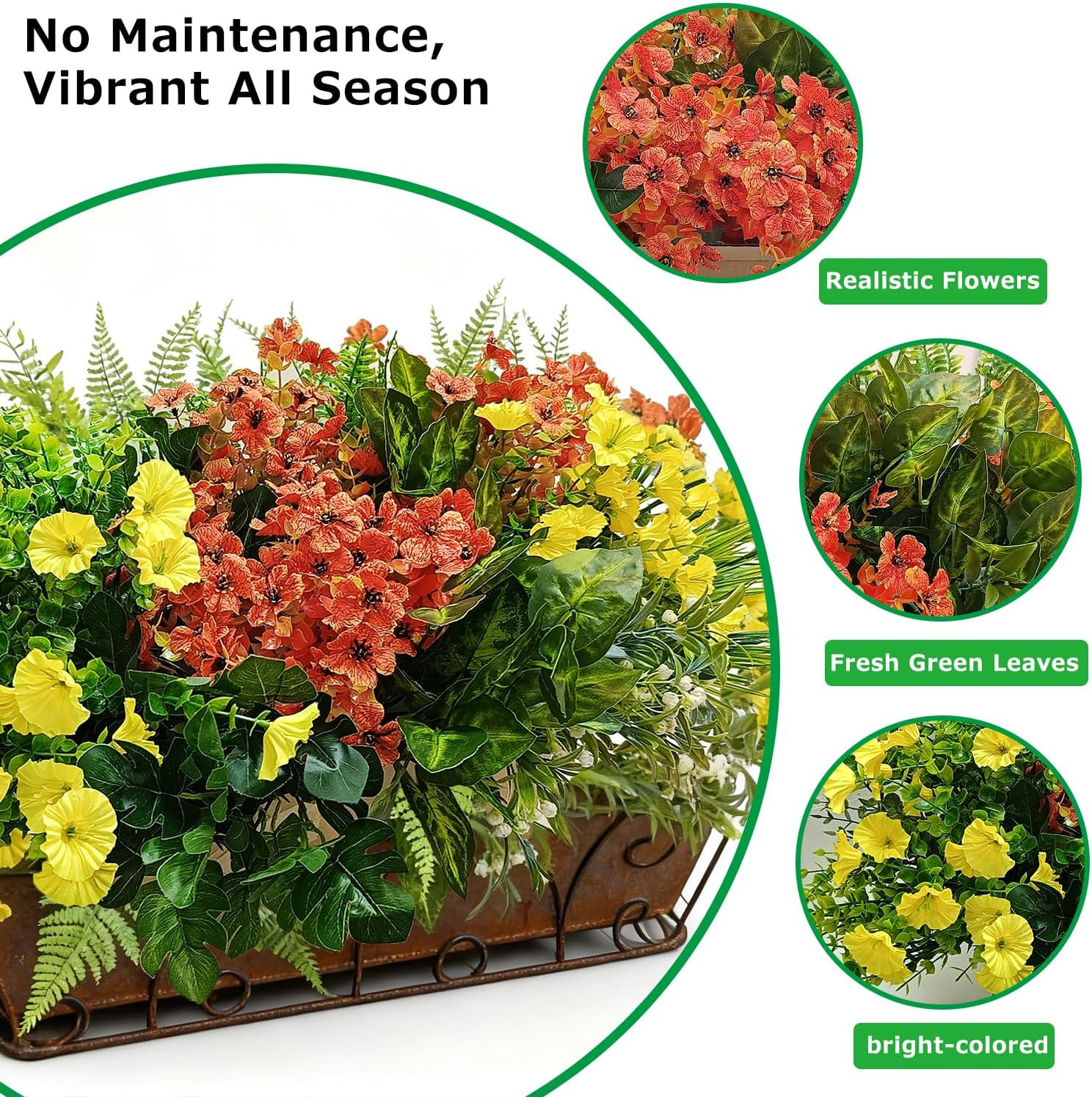24 Pcs Realistic Faux Plants for Home, Patio, Garden & Yard Decor