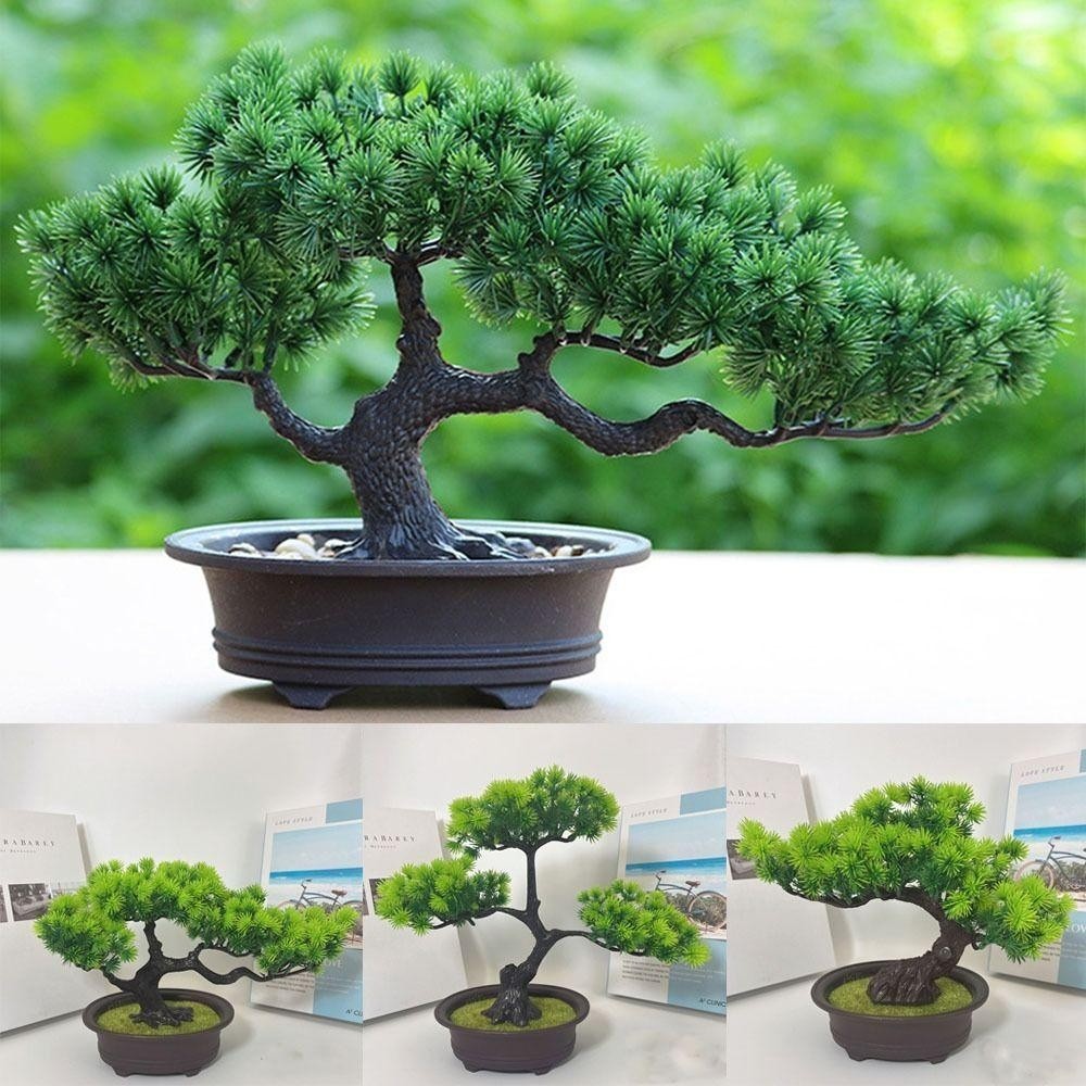 1pc 27cm Artificial Bonsai Plants Small Pine Tree Pot Décor Fake Plant for Table