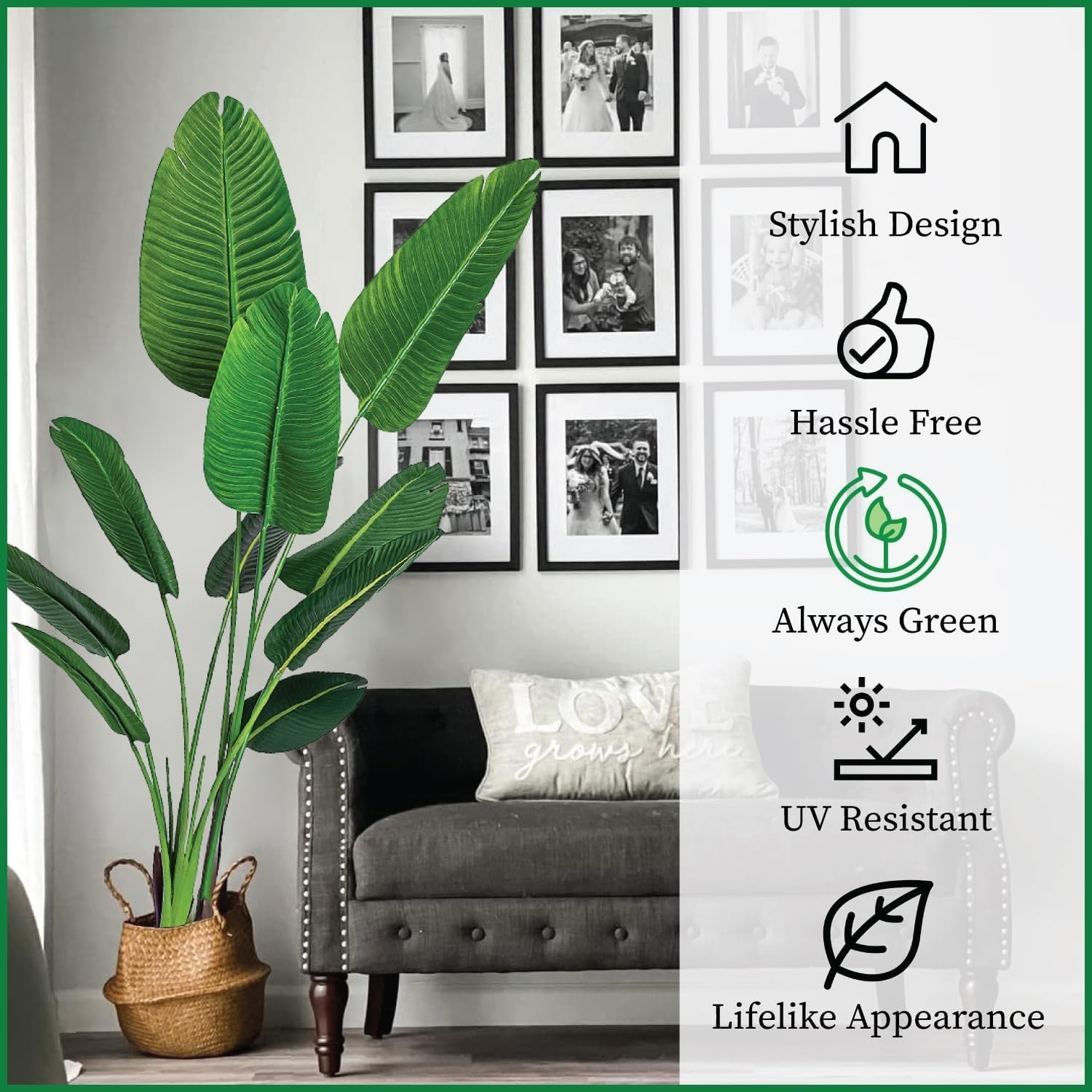 One 5 Foot Artificial Silk Bird of Paradise Palm Tree Potted Plant by Bagari