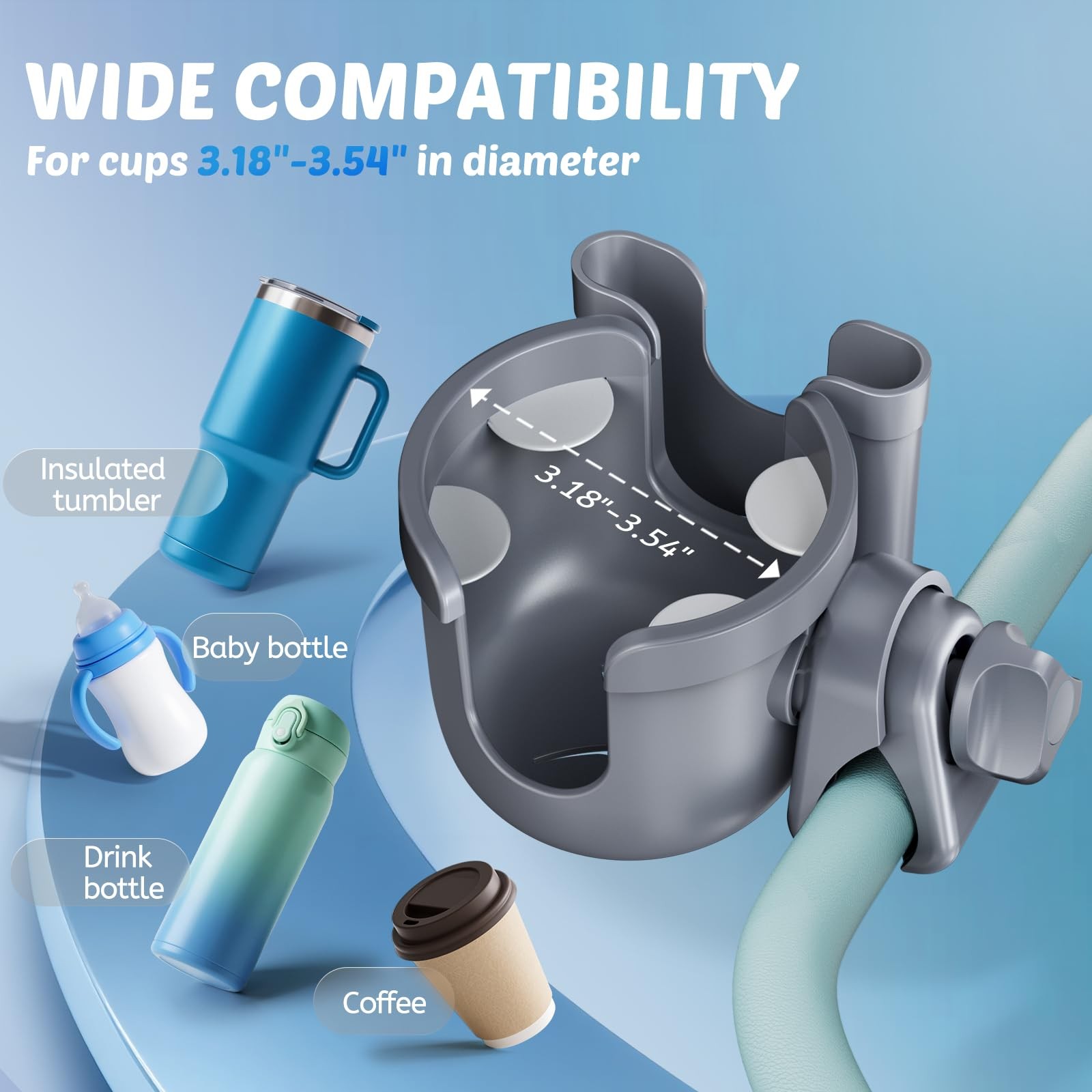 Cup Holder for Walker: Stroller 15*11*10cm, Gray
